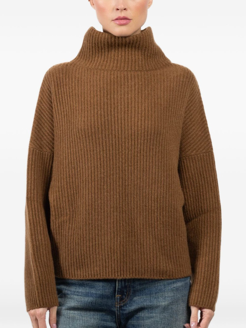 Batwing roll-neck ribbed sweater 1