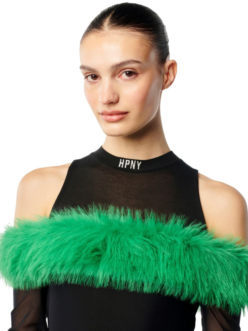 Faux Fur Mesh Minidress 5