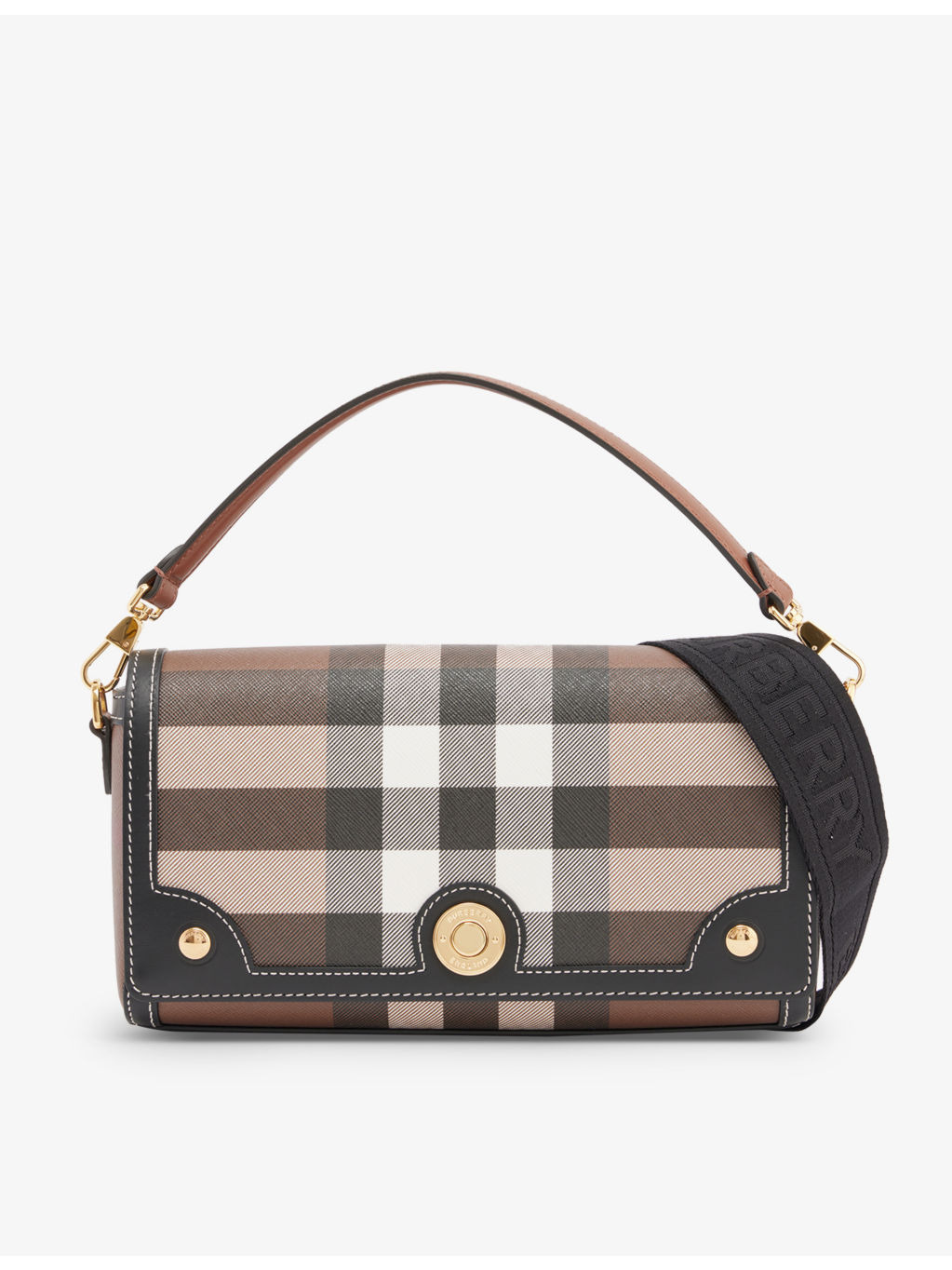 Note check-print woven cross-body bag - 1