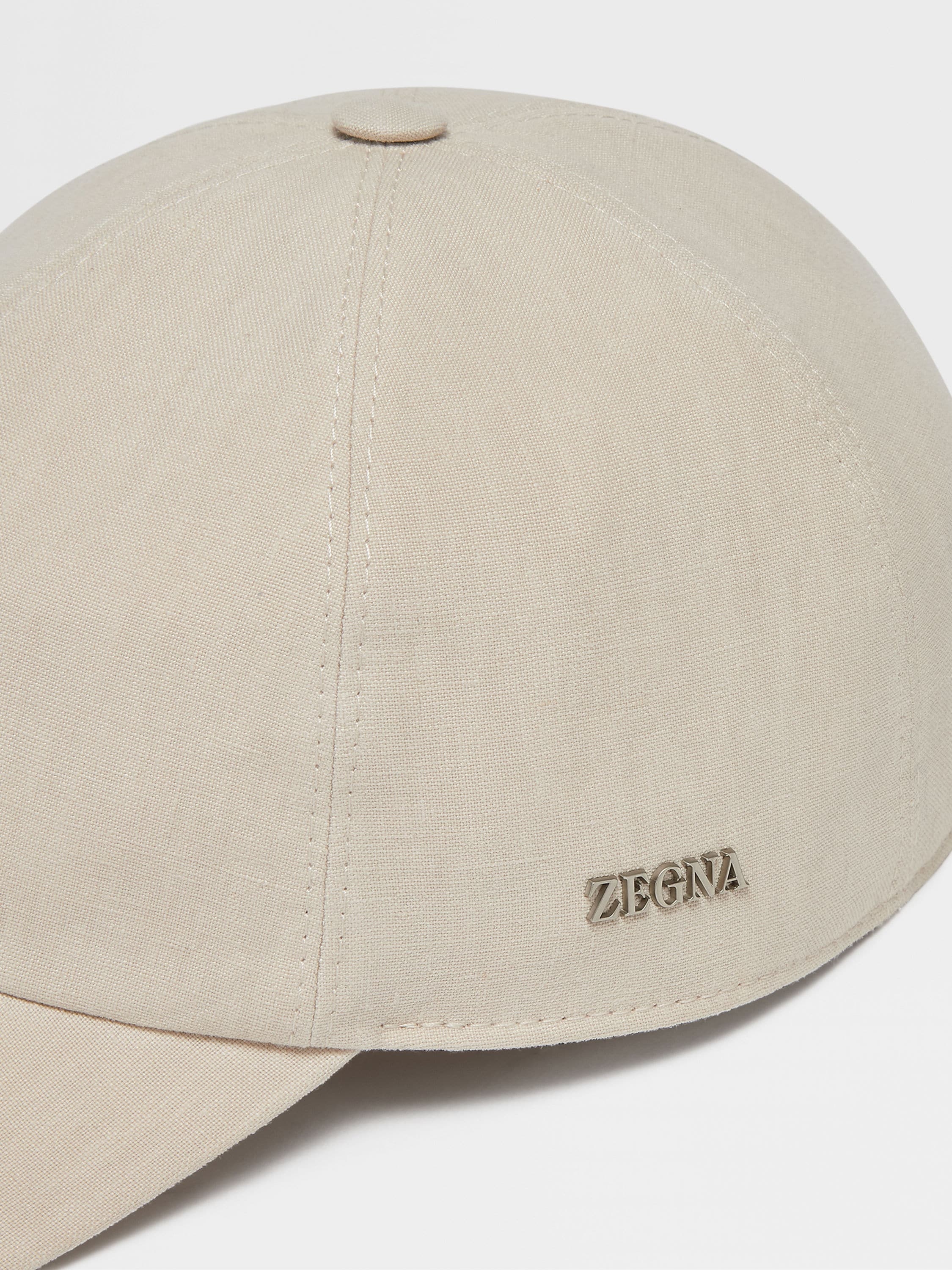 BEIGE LINEN BASEBALL CAP - 2