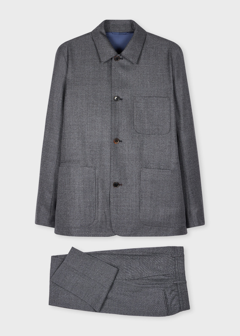 Grey Check Wool Work Jacket and Tapered-Fit Trousers Co-ord 1