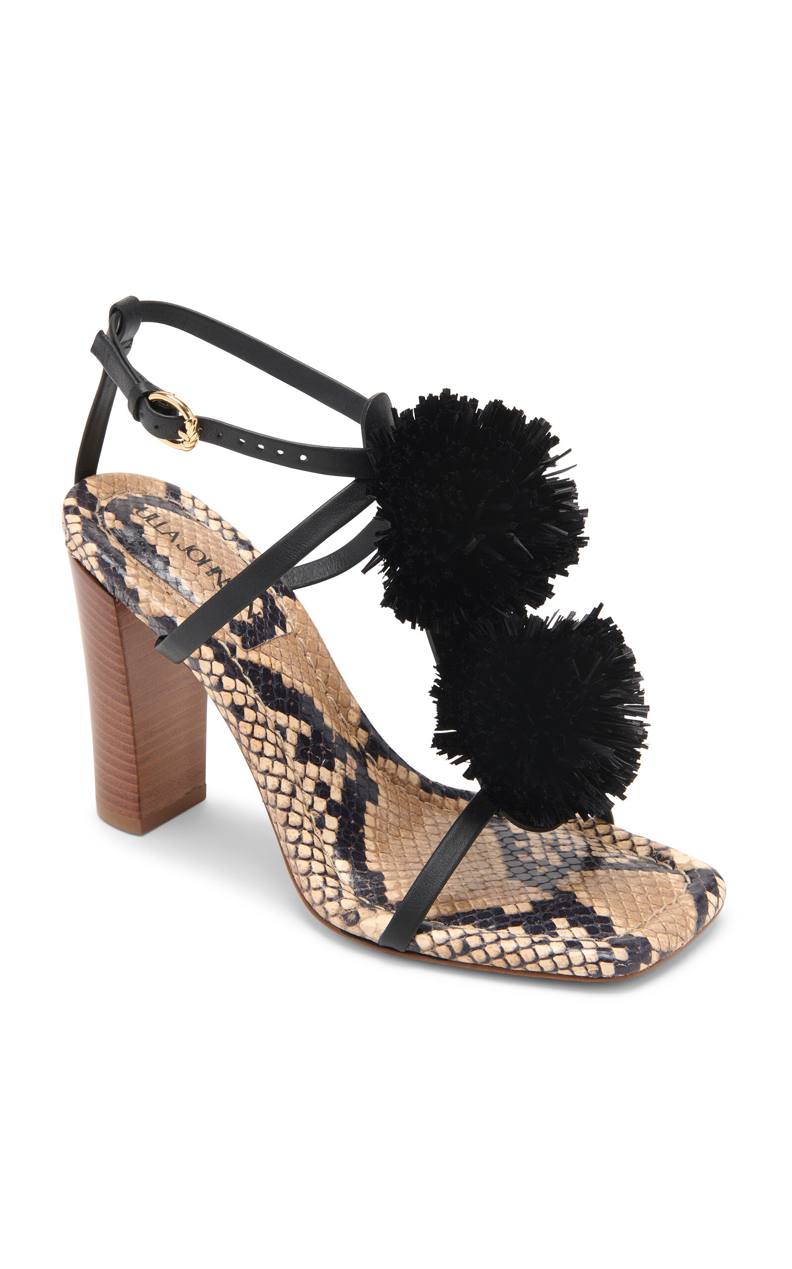 Isolde Python-Effect Leather Pom Pom Sandals python - 6