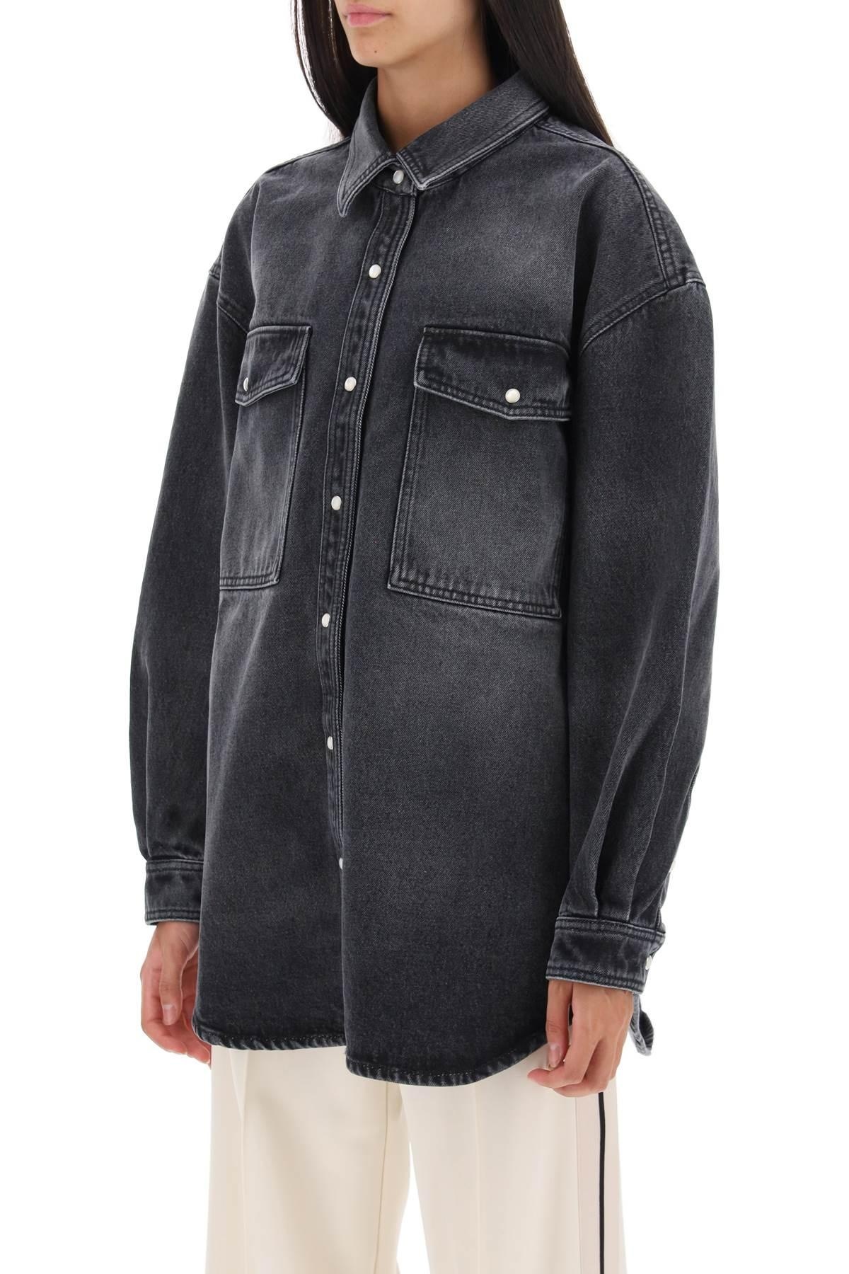 Palm Angels Oversized Snap Up Denim Shirt - 5