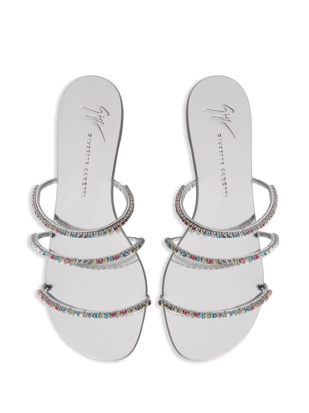 Dark Colorful crystal-embellished slides - 4