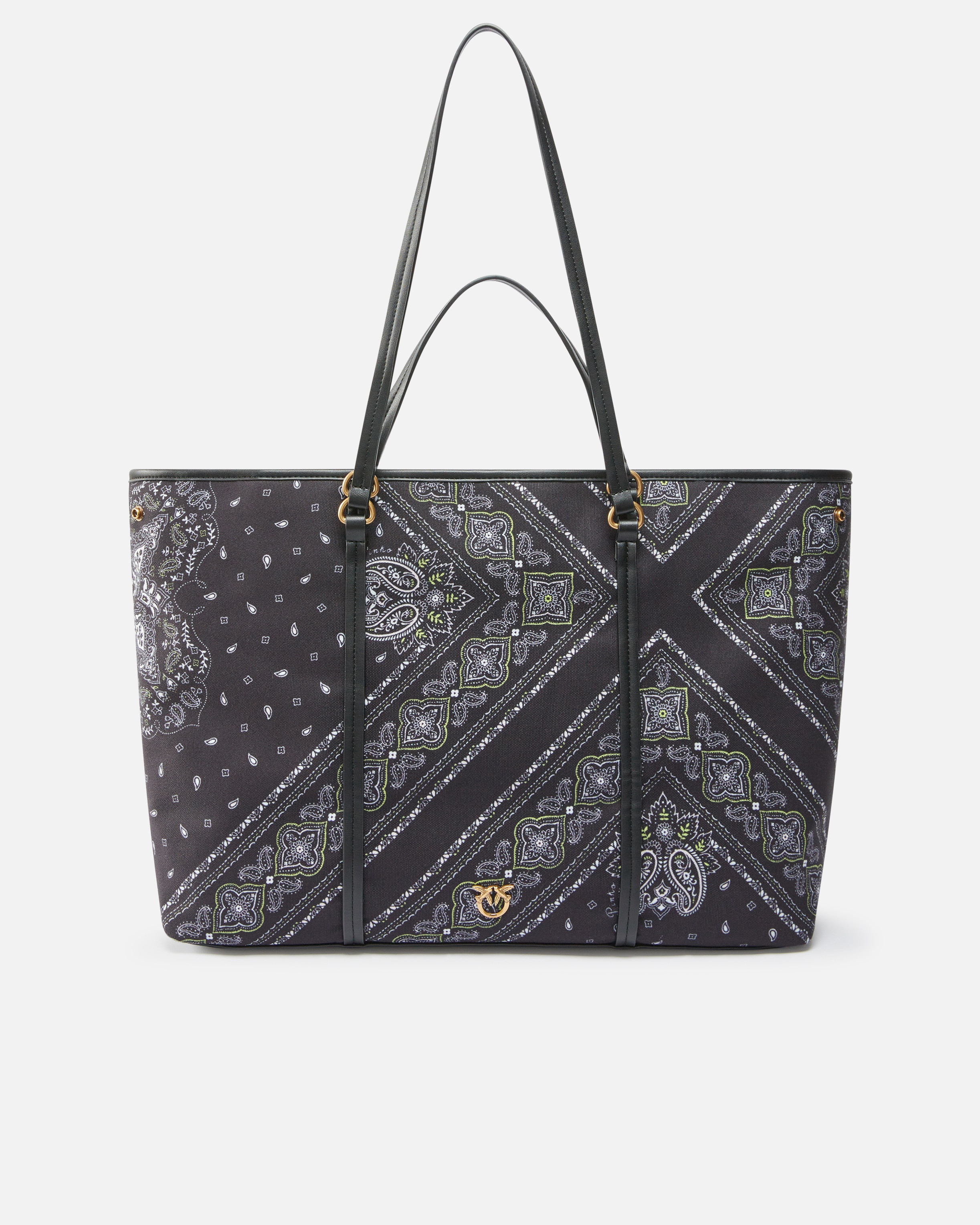 MAXI DOUBLE HANDLE SHOPPER BAG WITH BANDANA PRINT - 1