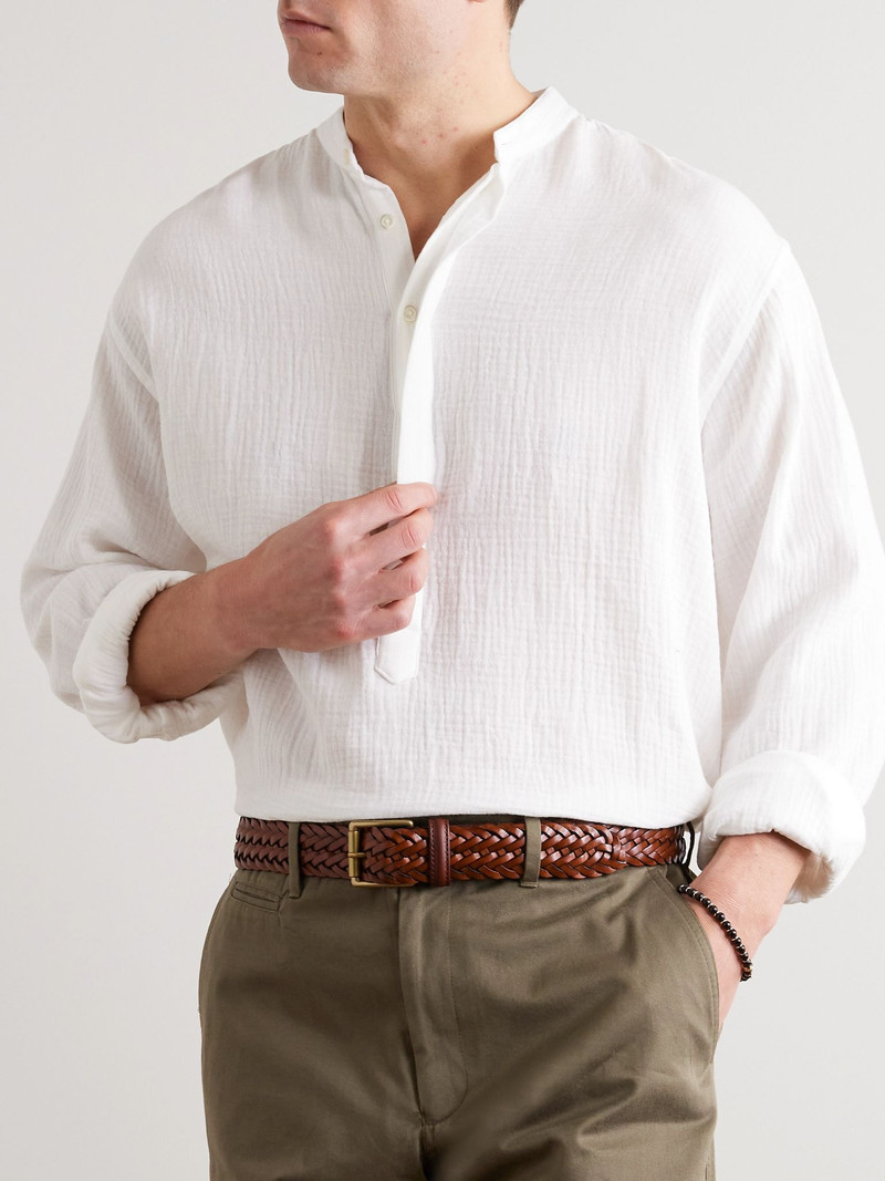 3.5cm Woven Leather Belt Brown 3