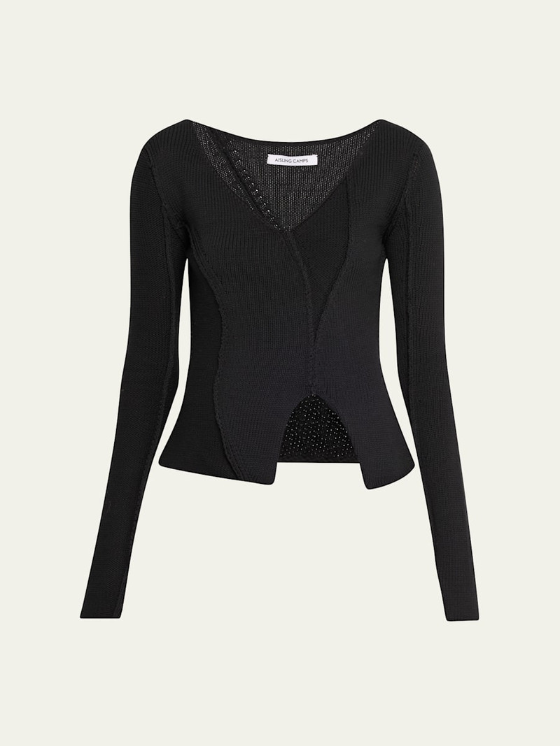 Eddy V-Neck 노출된 솔기 스웨터 1