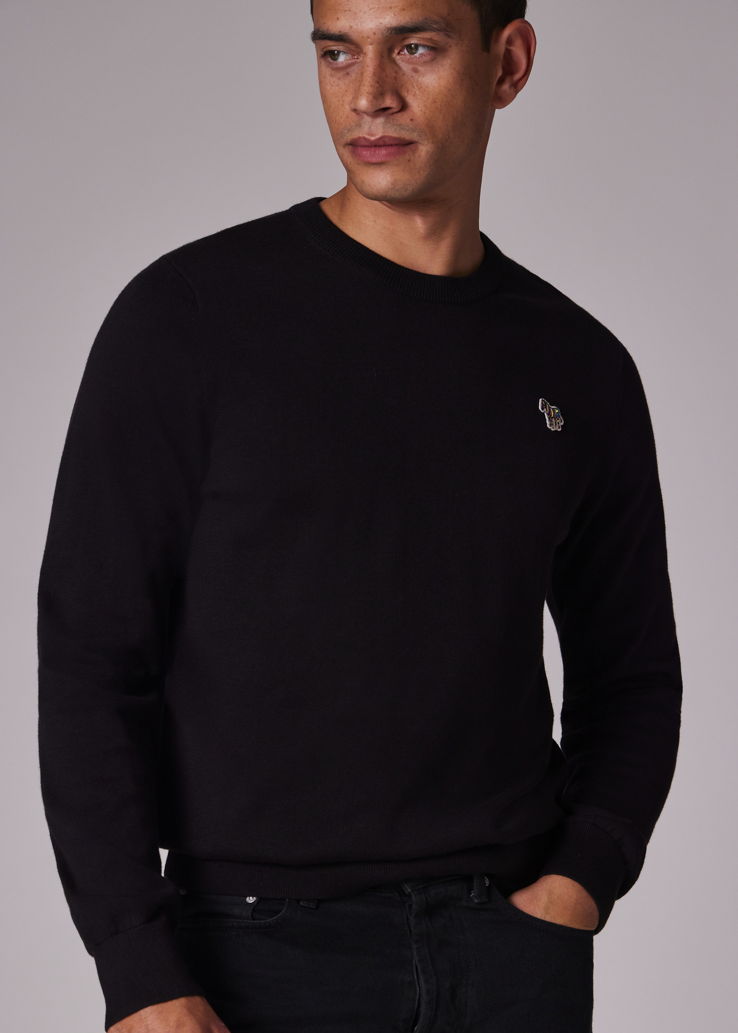 Black Organic Cotton Zebra Logo Sweater - 5