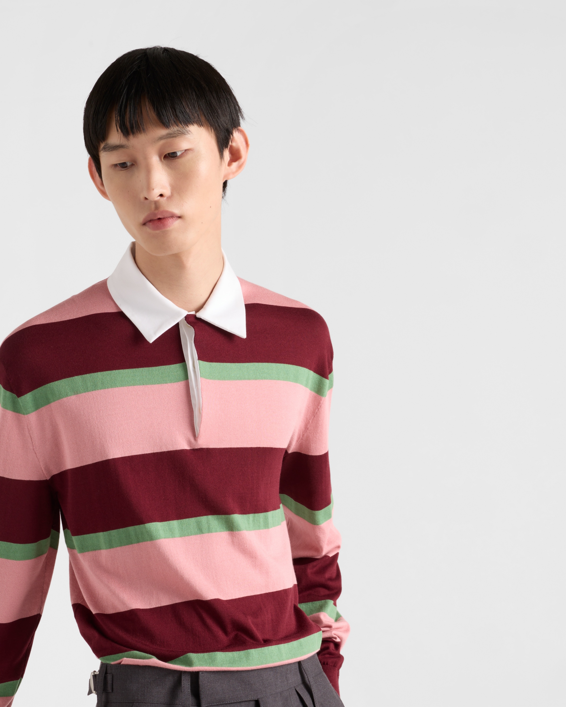 Striped silk and cotton polo shirt - 4