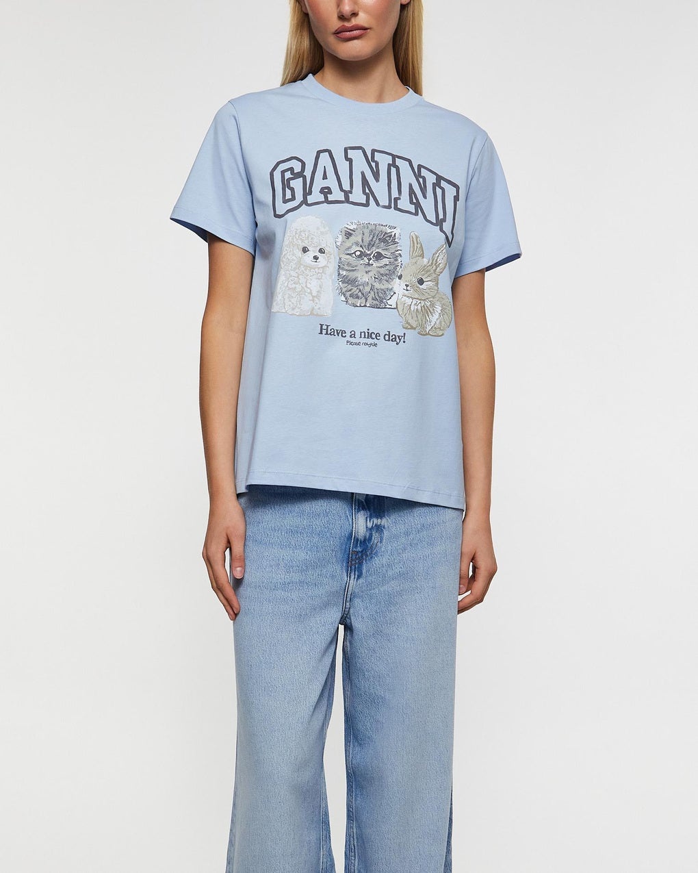 T-Shirt Basic Cotton Animals Relaxed Light blue - 2
