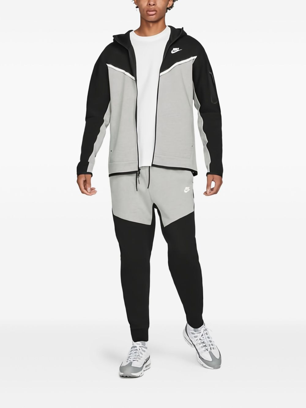 chevron-panel tech fleece hoodie - 2
