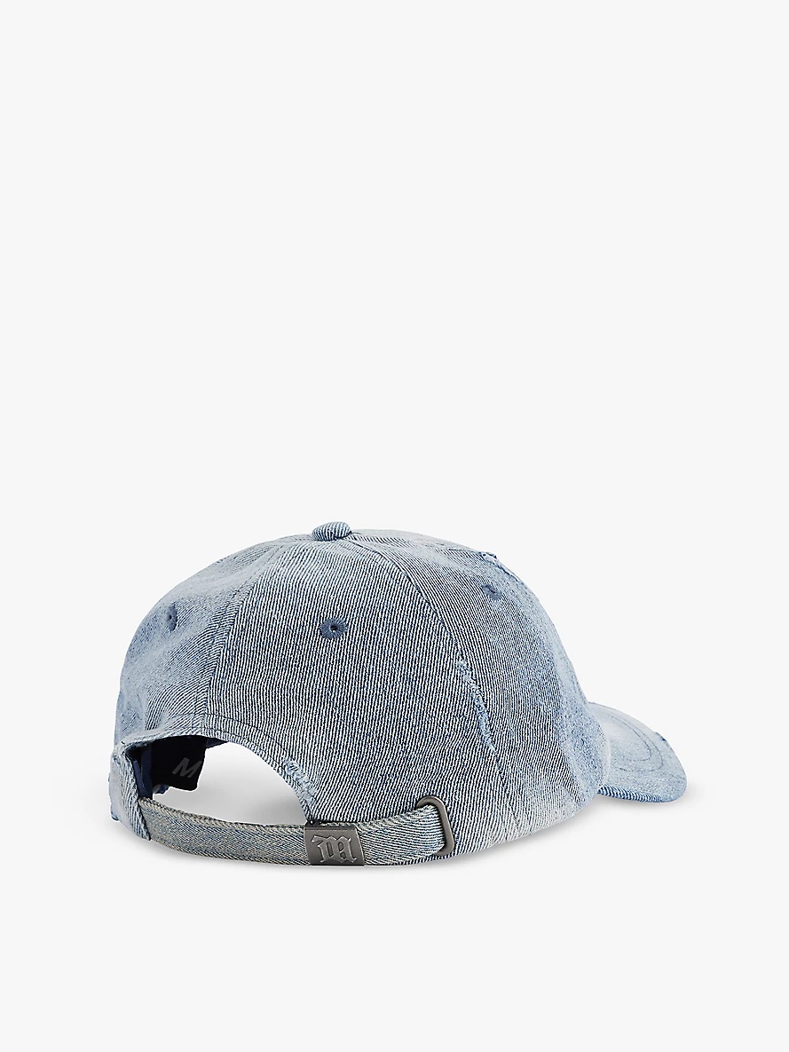 Paris rhinestone-text distressed denim cap - 3