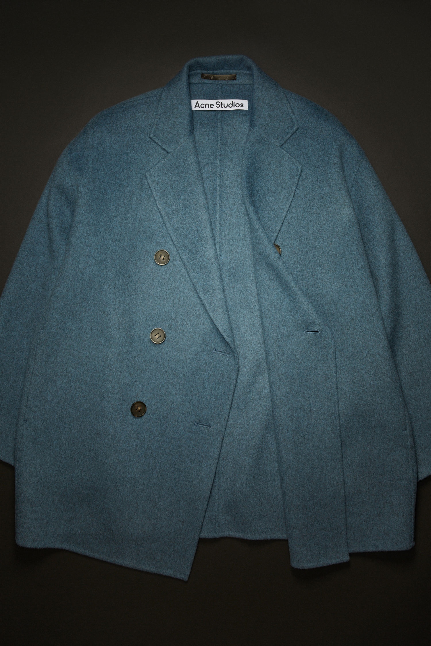 Double-breasted wool coat aqua blue melange - 6