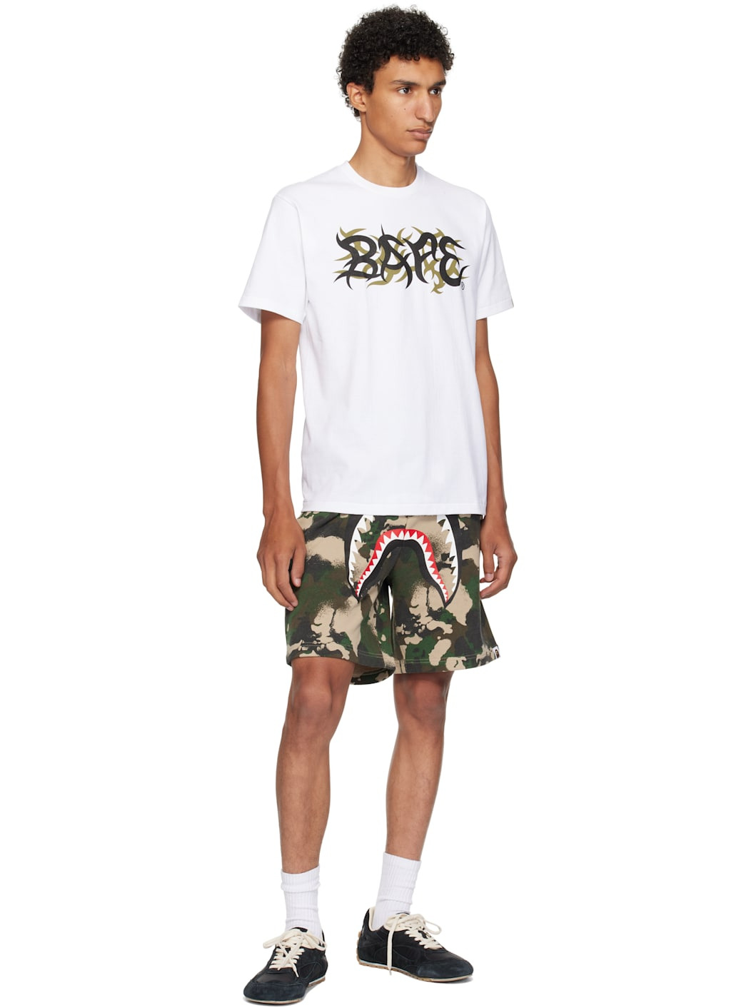 White Trial Camo 'BAPE' Logo T-shirt - 4