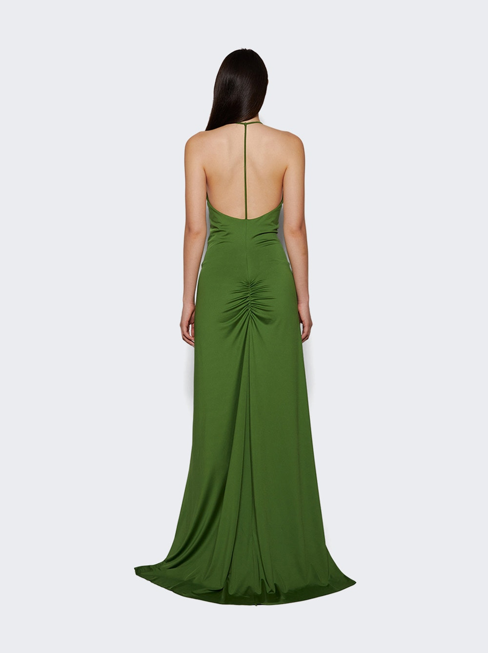 V Neck Ruched Cami Gown Algae - 4