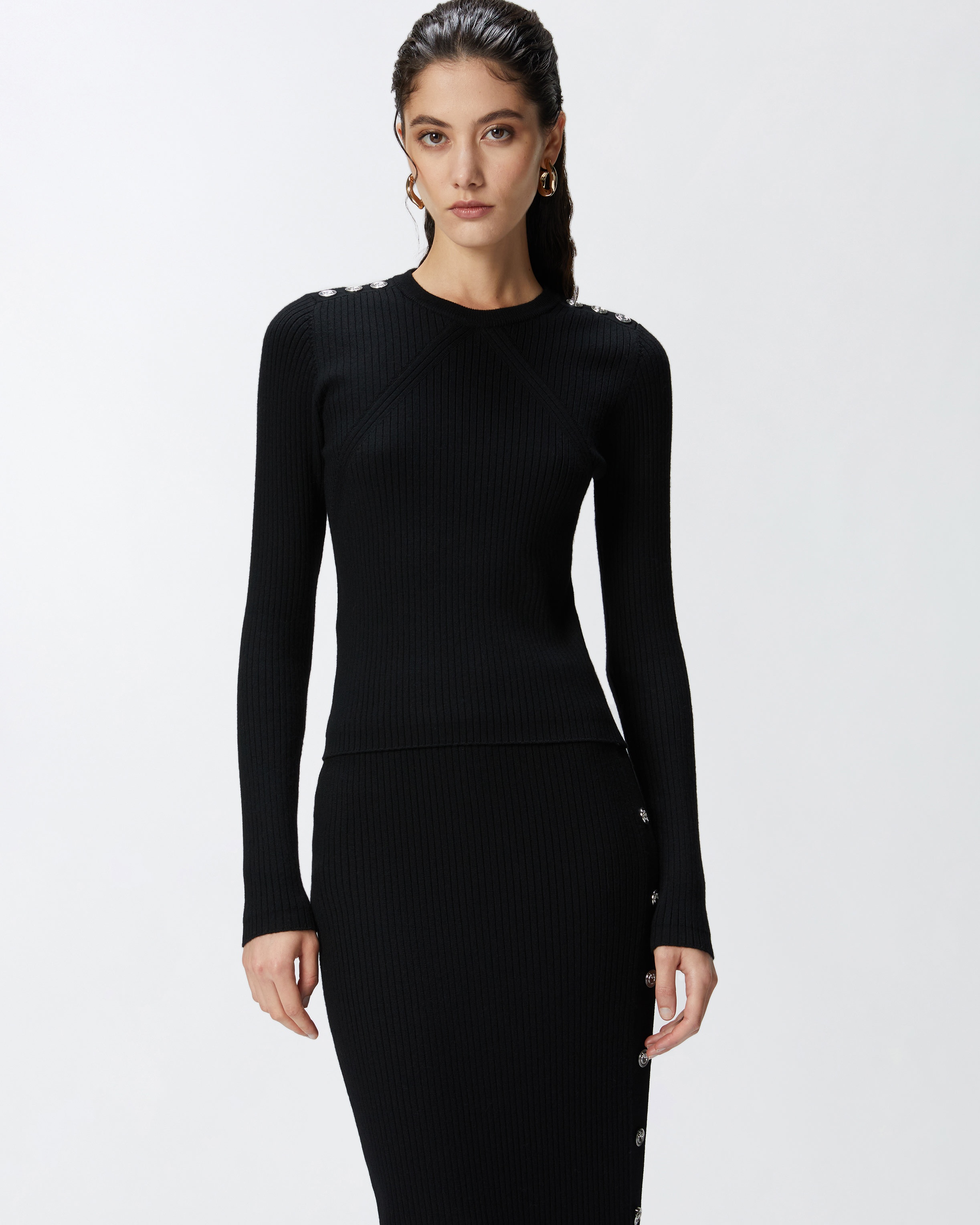 LONG-SLEEVED RIBBED WOOL SWEATER - 2