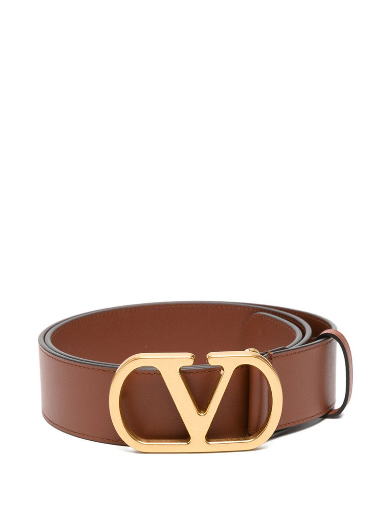 V-logo leather belt 1