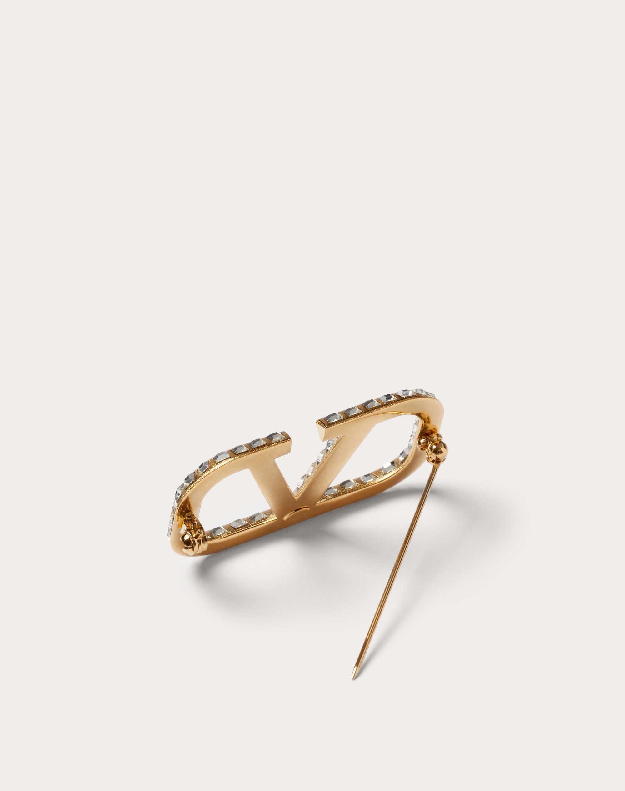 VLOGO SIGNATURE METAL BROOCH WITH SWAROVSKI® CRYSTALS - 3