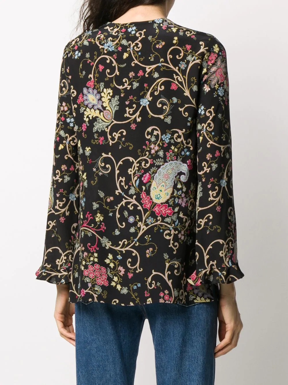 floral-print silk blouse - 4