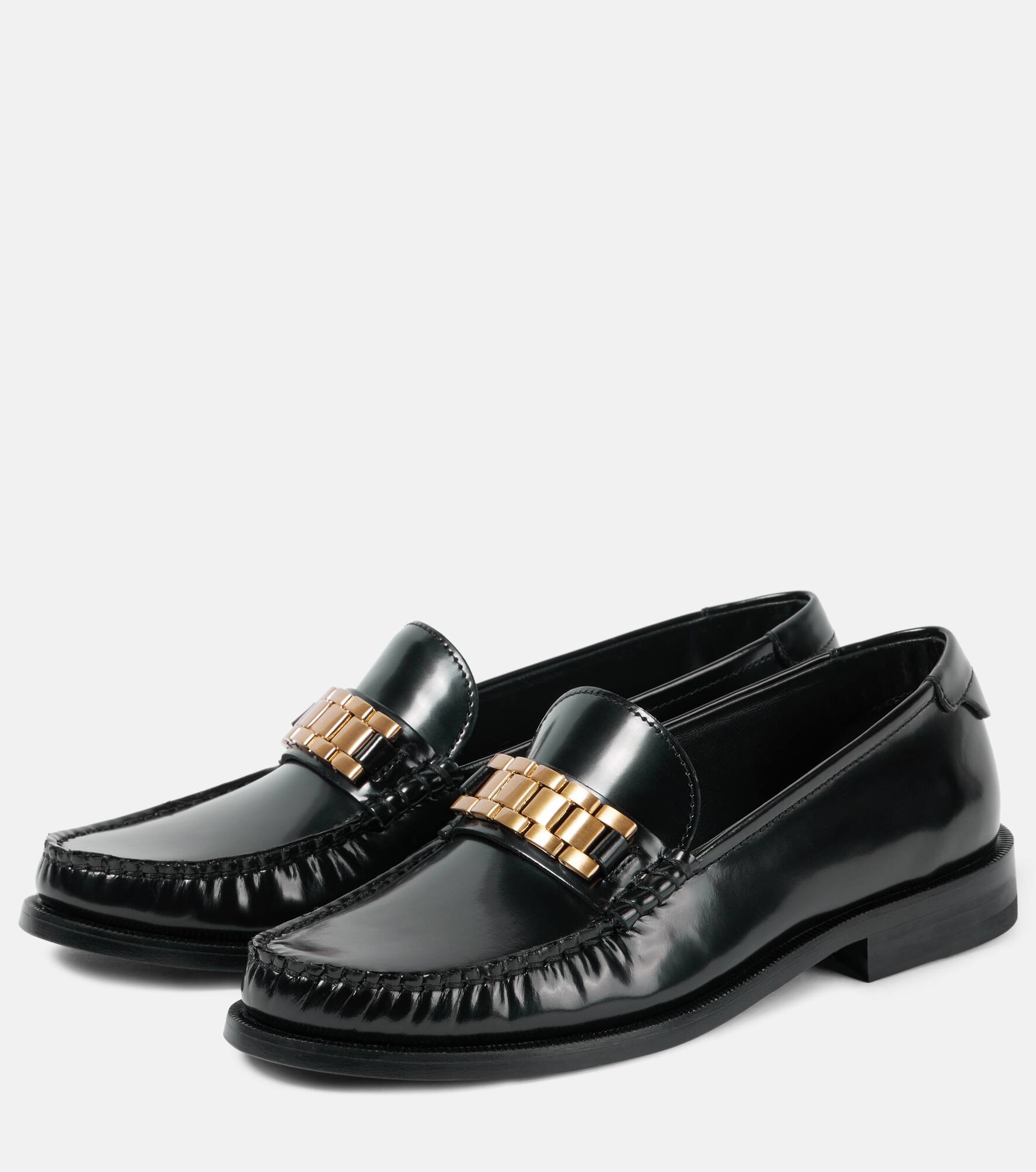 Chain leather loafers - 4
