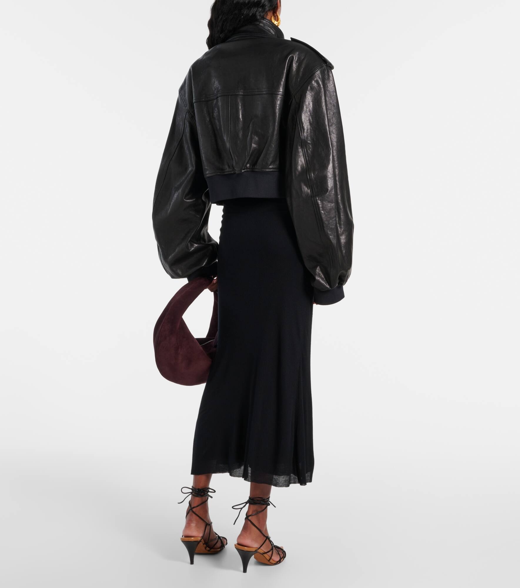 Kember cropped leather bomber jacket - 3