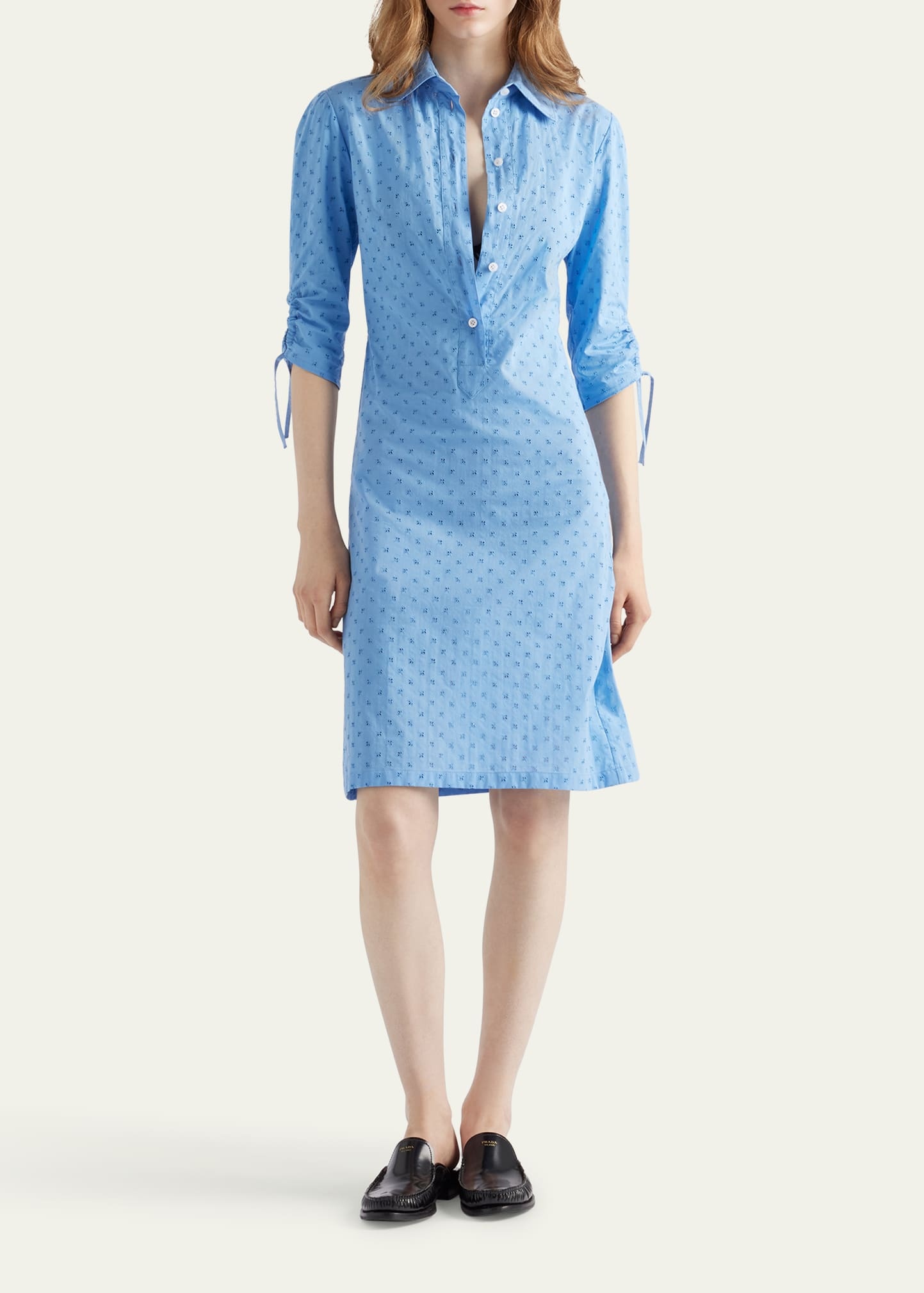 Sangallo Floral 3/4-Sleeve Day Shirtdress - 2