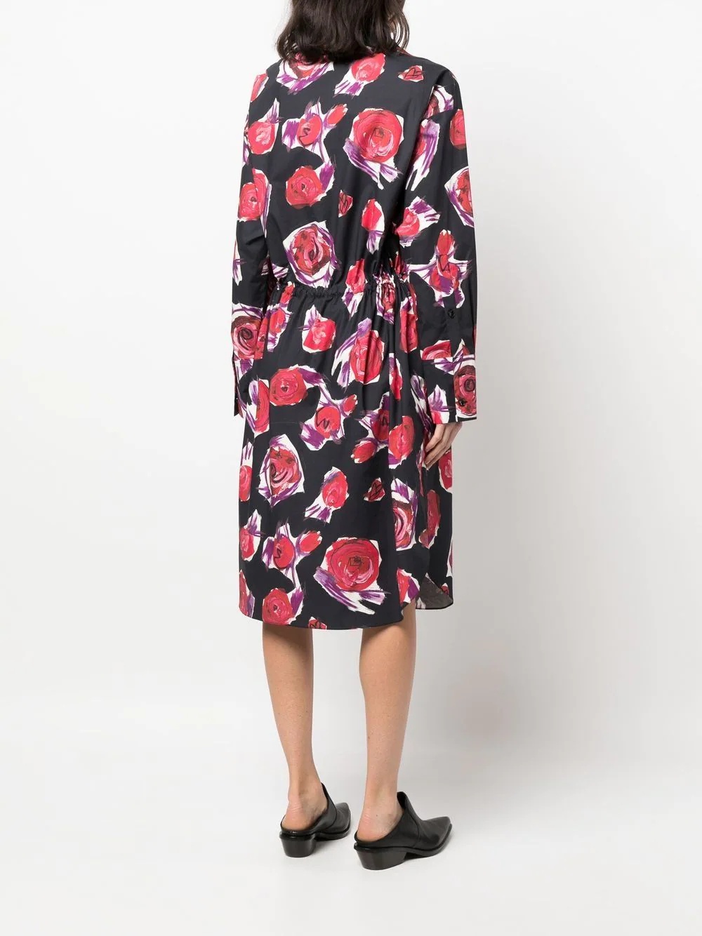 rose-print tie-waist dress - 4