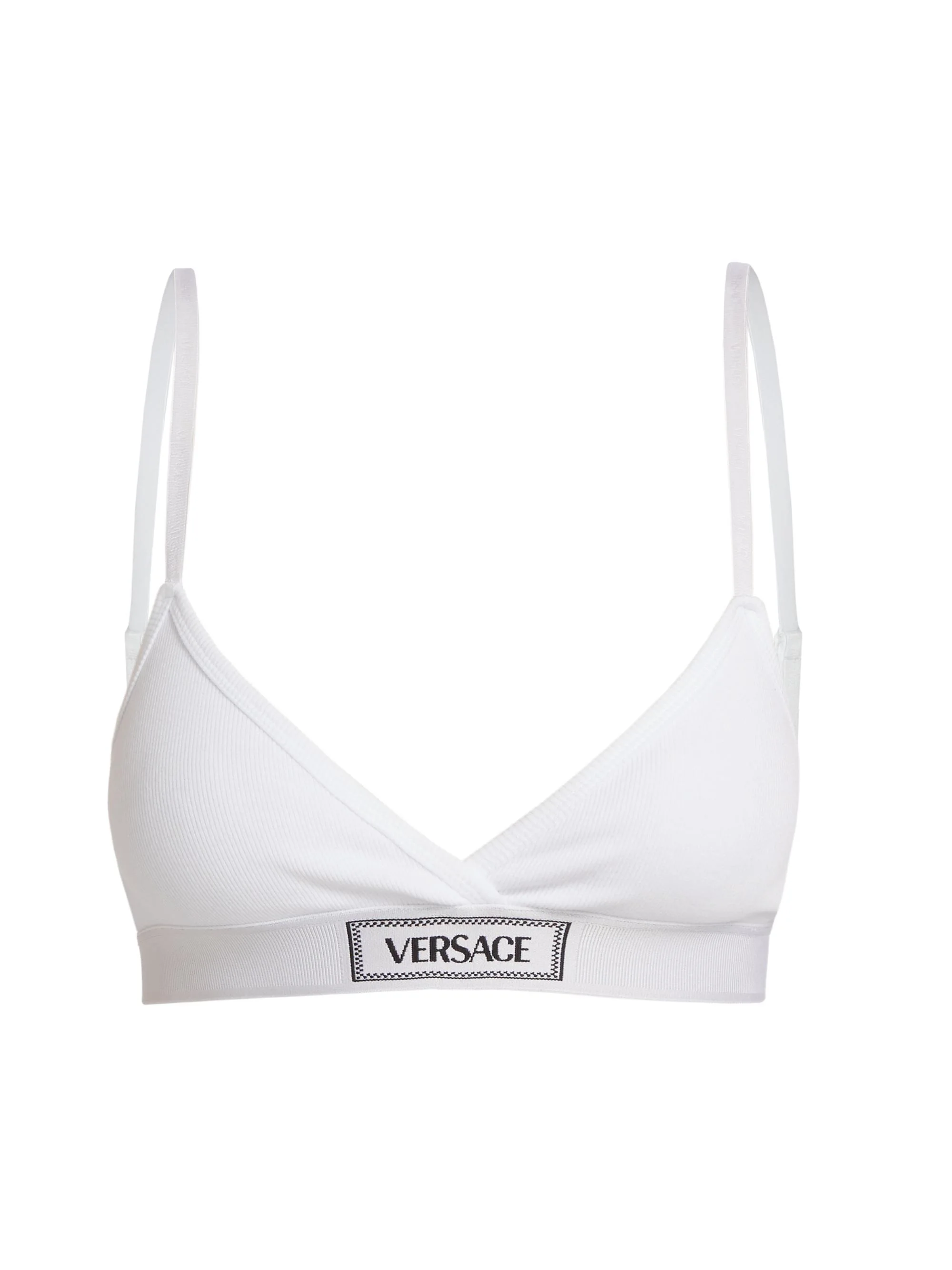 Women's Rib-Knit Logo Bralette - White - 1