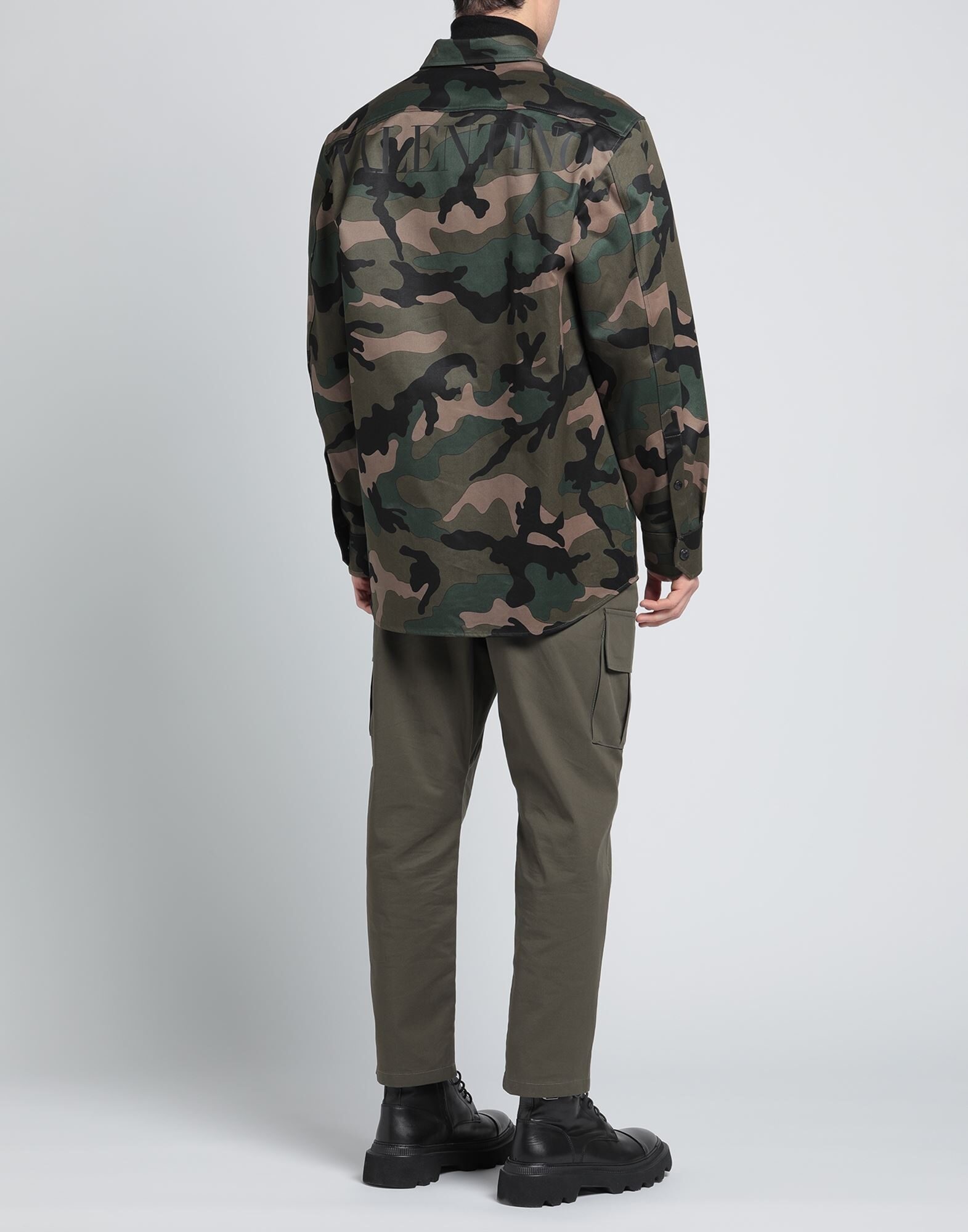 Military green Men's Patterned Shirt - 4