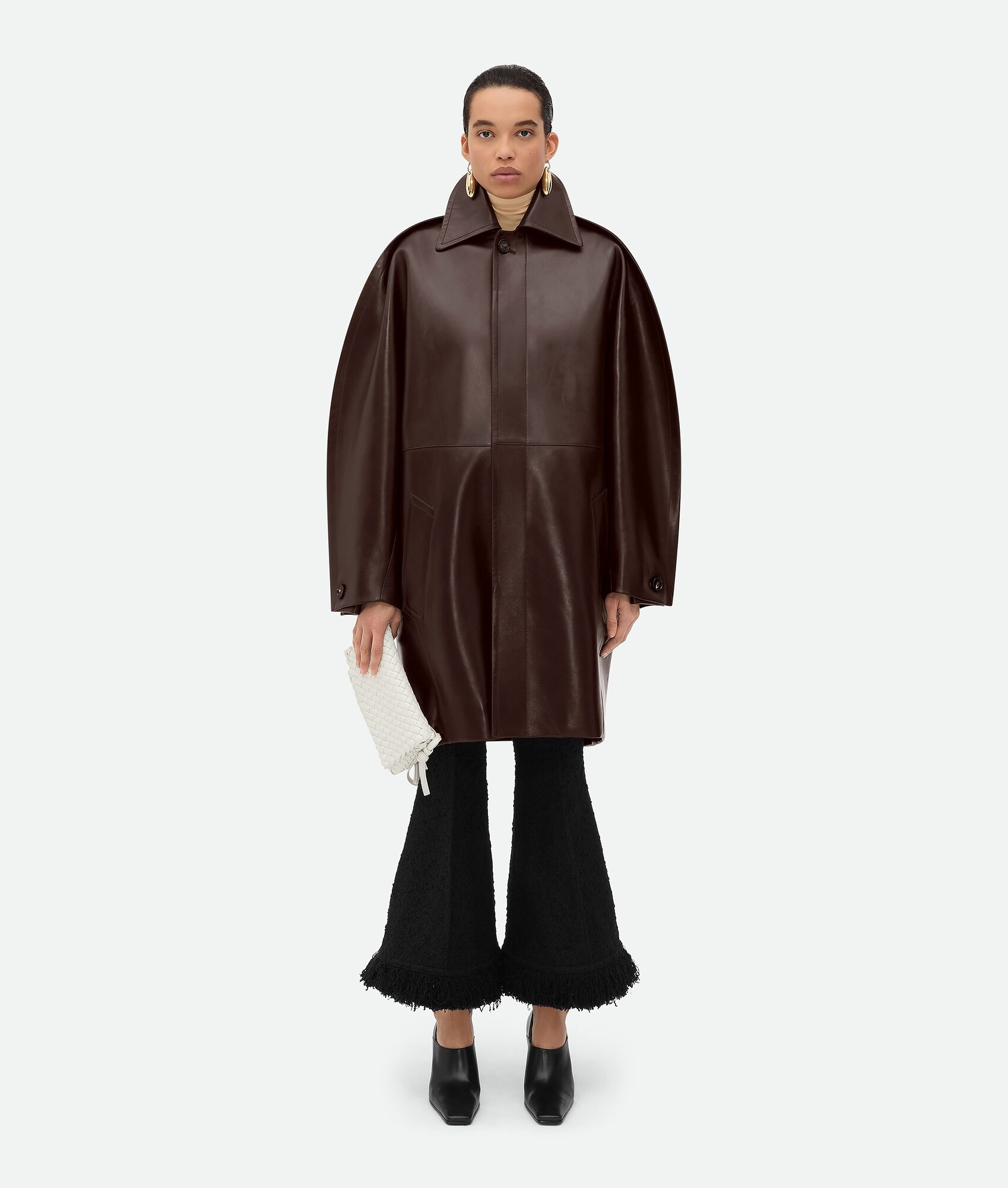 Leather Cocoon Coat - 1