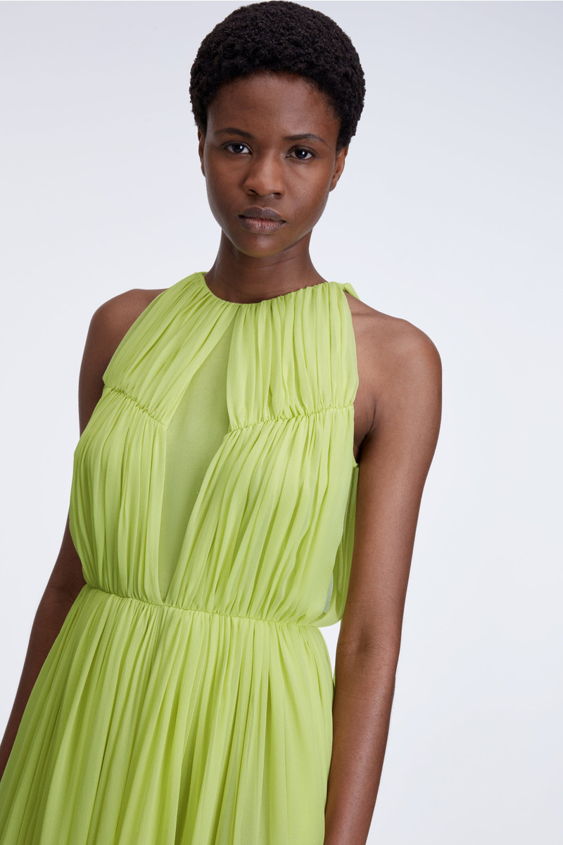 Wilson Dress In Lime Chiffon Crepe 3