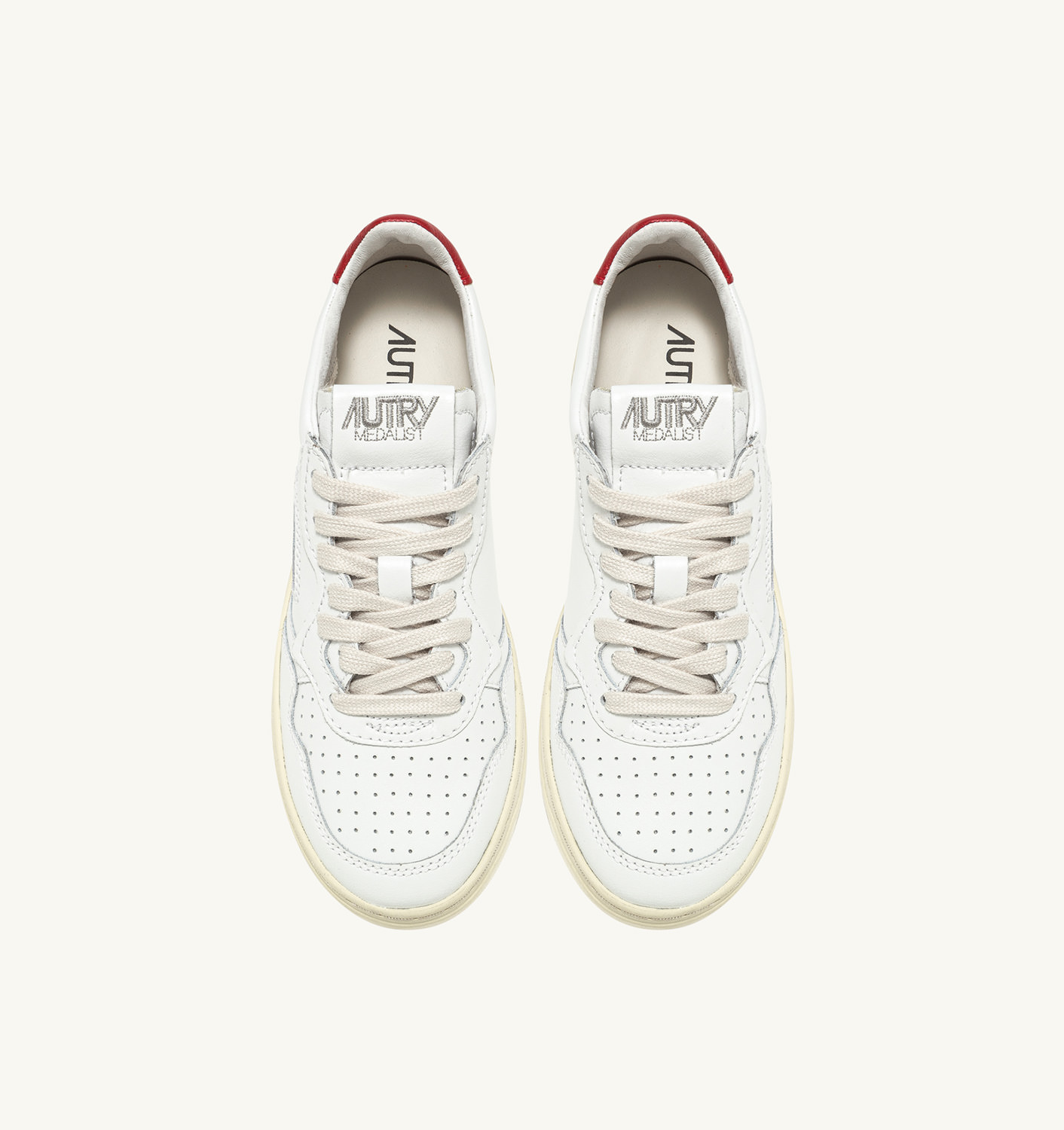 MEDALIST LOW SNEAKERS IN WHITE AND RED LEATHER - 5