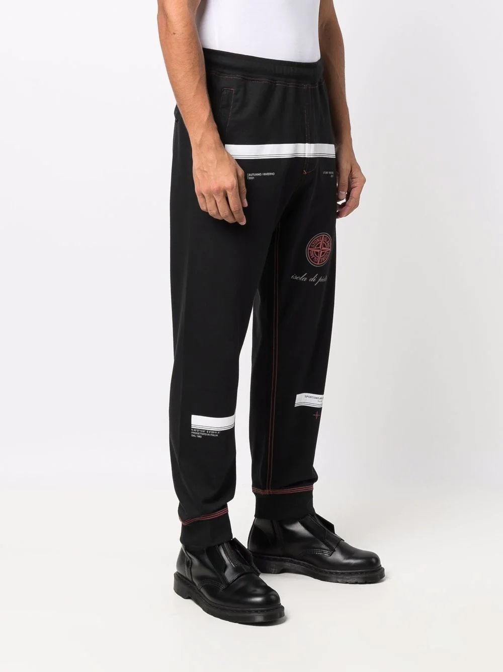 Compass motif slogan-print track pants - 3