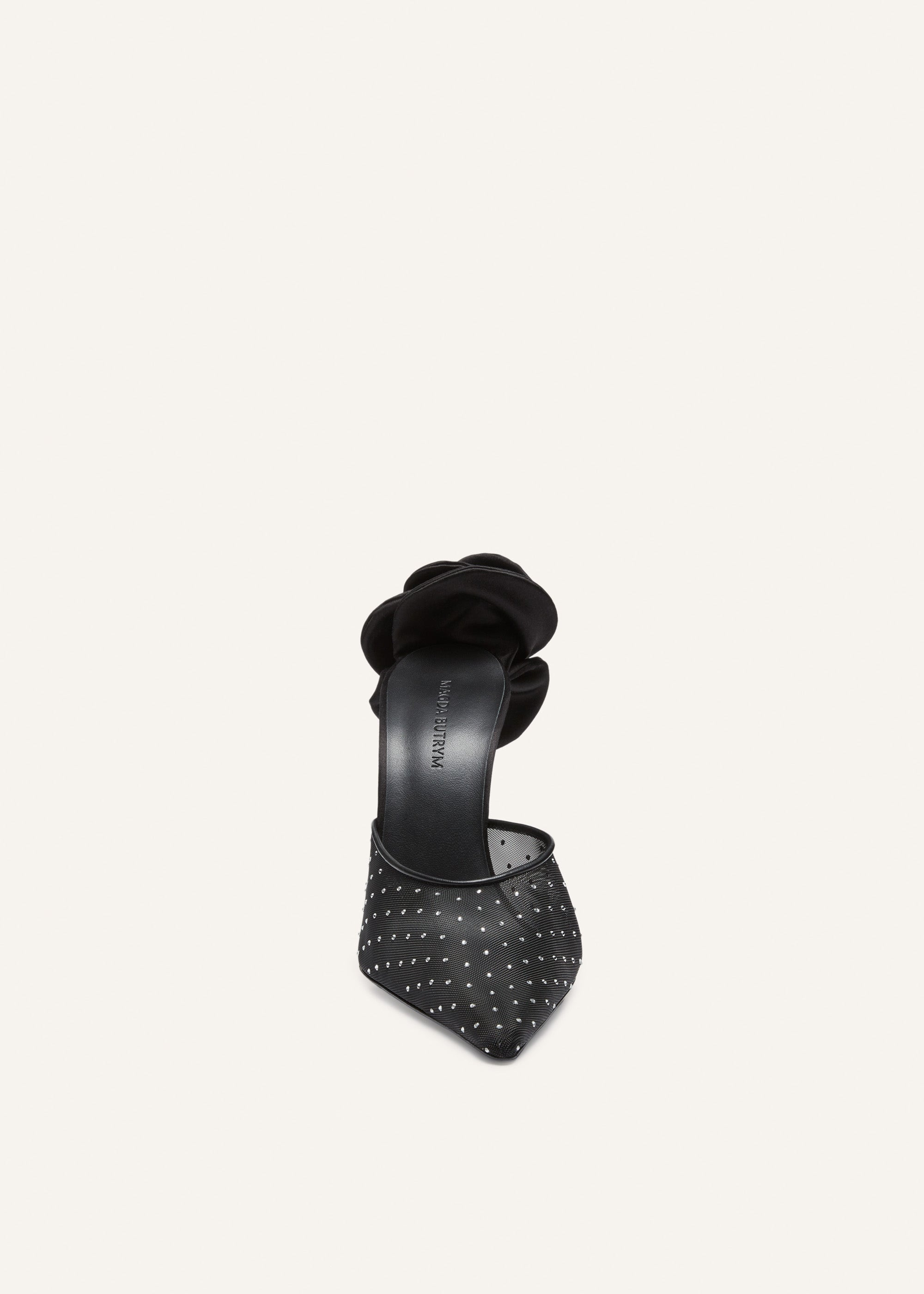 Pointed flower mules in black crystals - 3