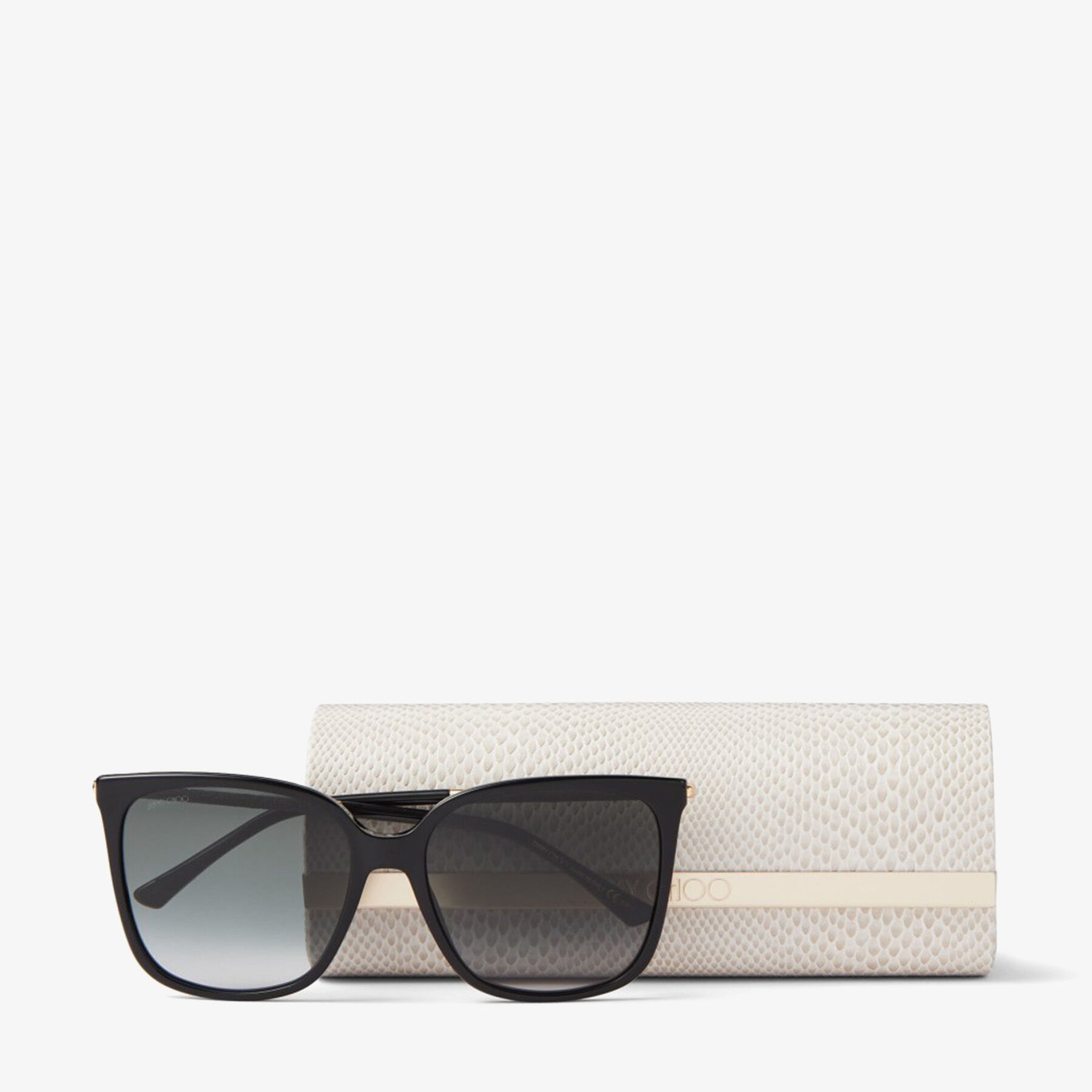Scilla
Black Square-Frame Sunglasses with Black Glitter Temples - 4
