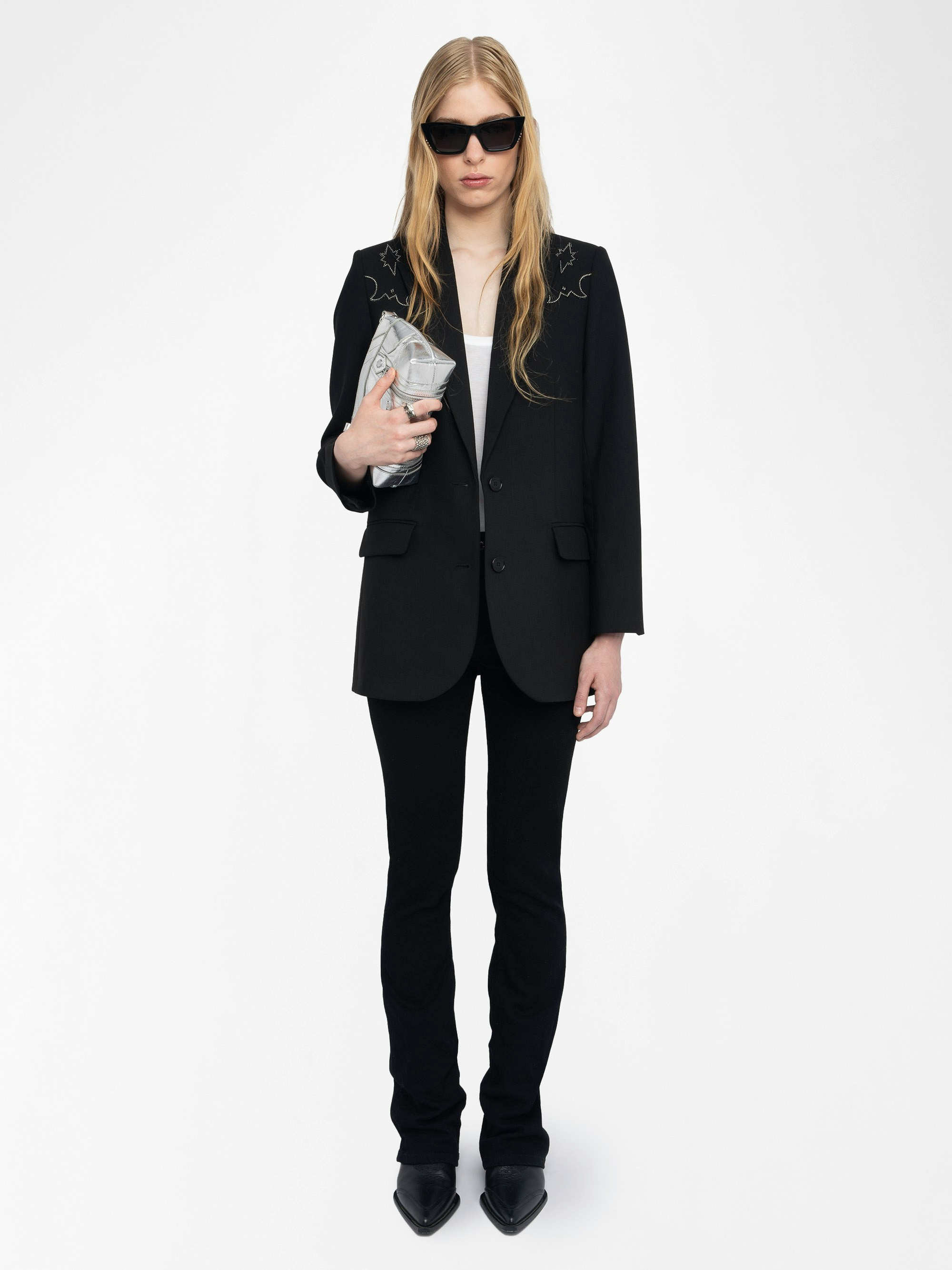 Viva Black Rhinestone Blazer - 3