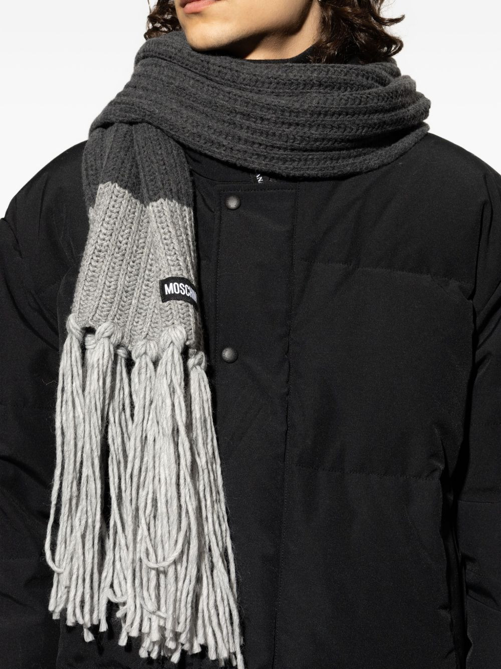 ribbed-knit fringed scarf - 4