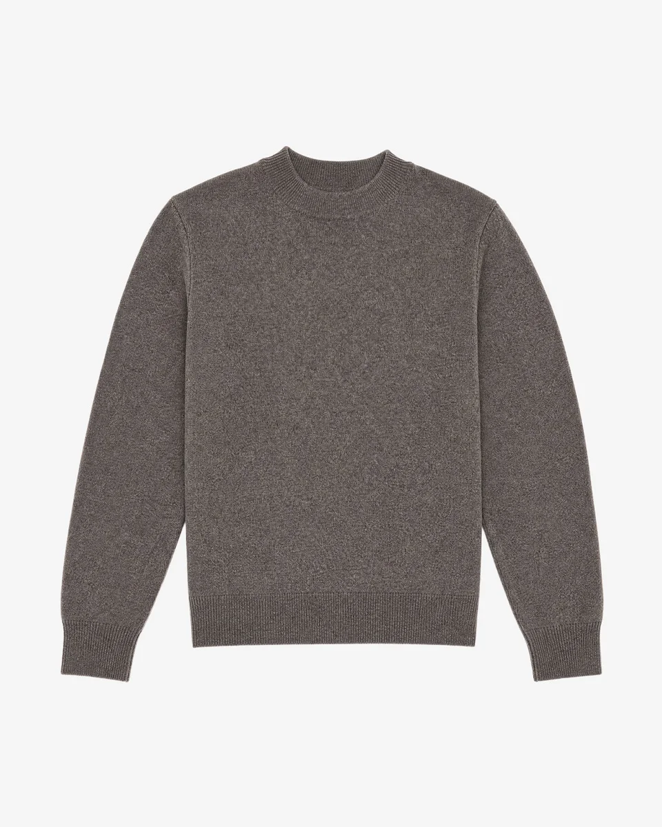 BROWN MERINO WOOL AND CASHMERE SWEATER - 1