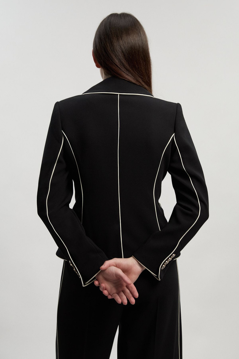 Compact Stretch Contrast Tipped Tailored Blazer 4