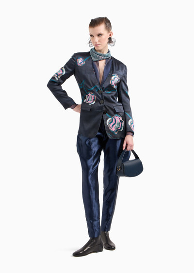 GIORGIO ARMANI Single-breasted jacket in silk faille with a floral print outlook