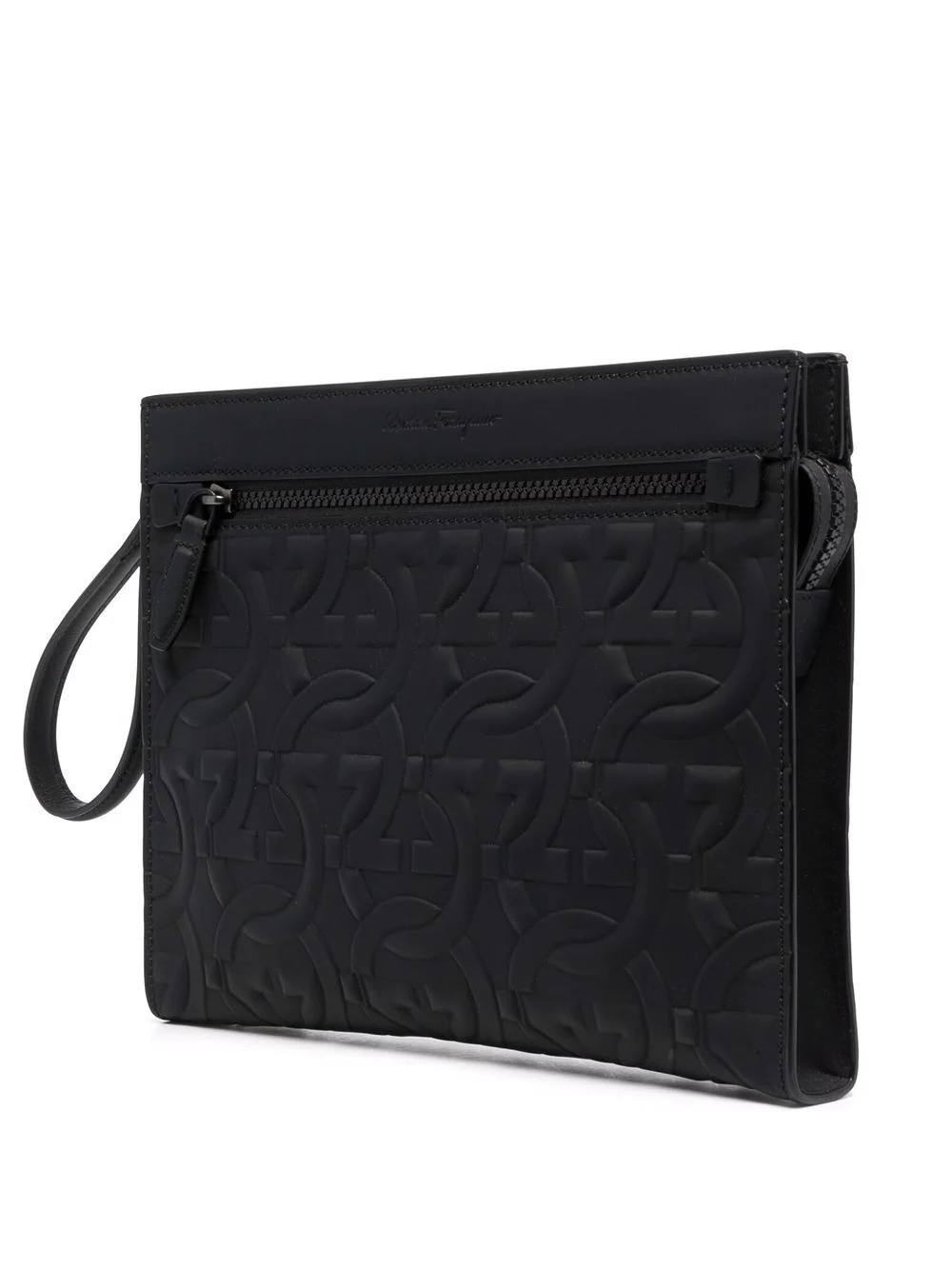 embossed Gancini-print clutch bag - 3