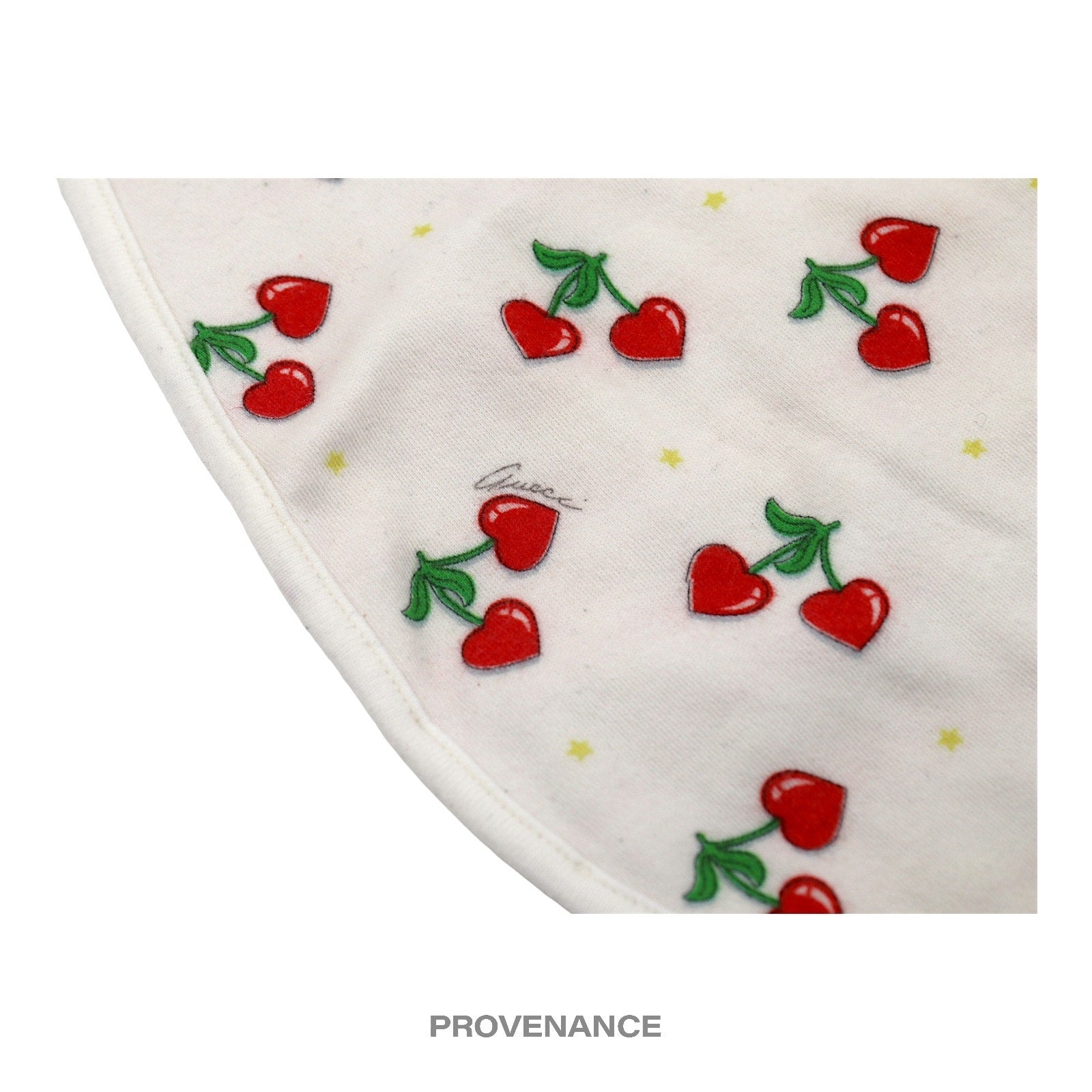 Gucci Logo Baby Infant Bib - Heart Cherry Striped Cotton - 3