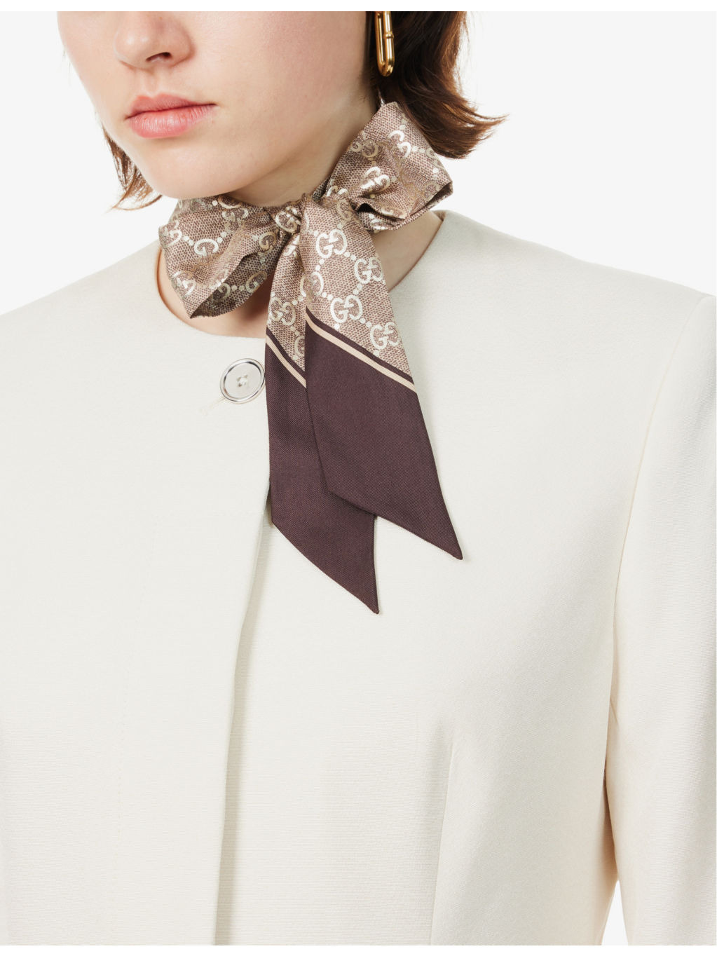 GG-Pattern Silk Neck Bow - 2