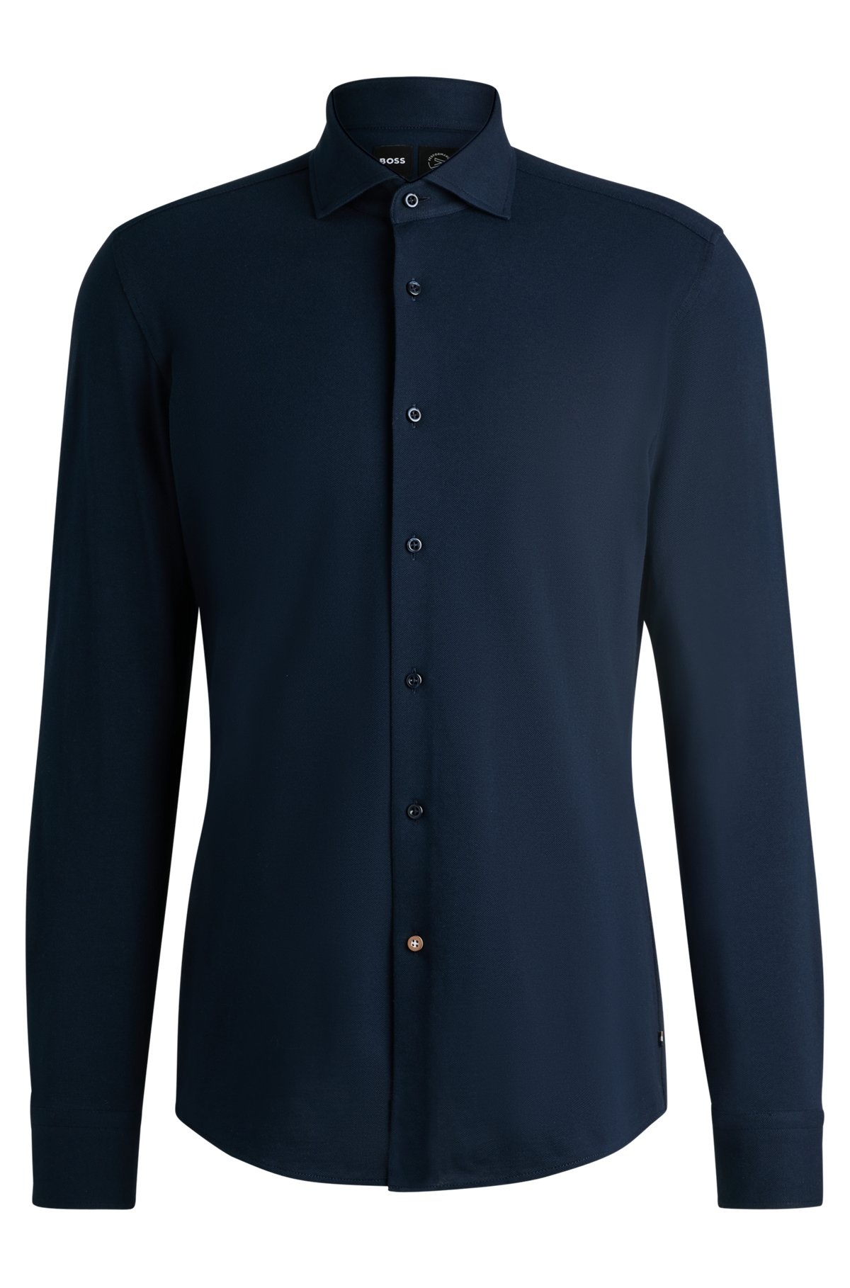 SLIM-FIT SHIRT IN COTTON-PIQUÉ JERSEY - 1