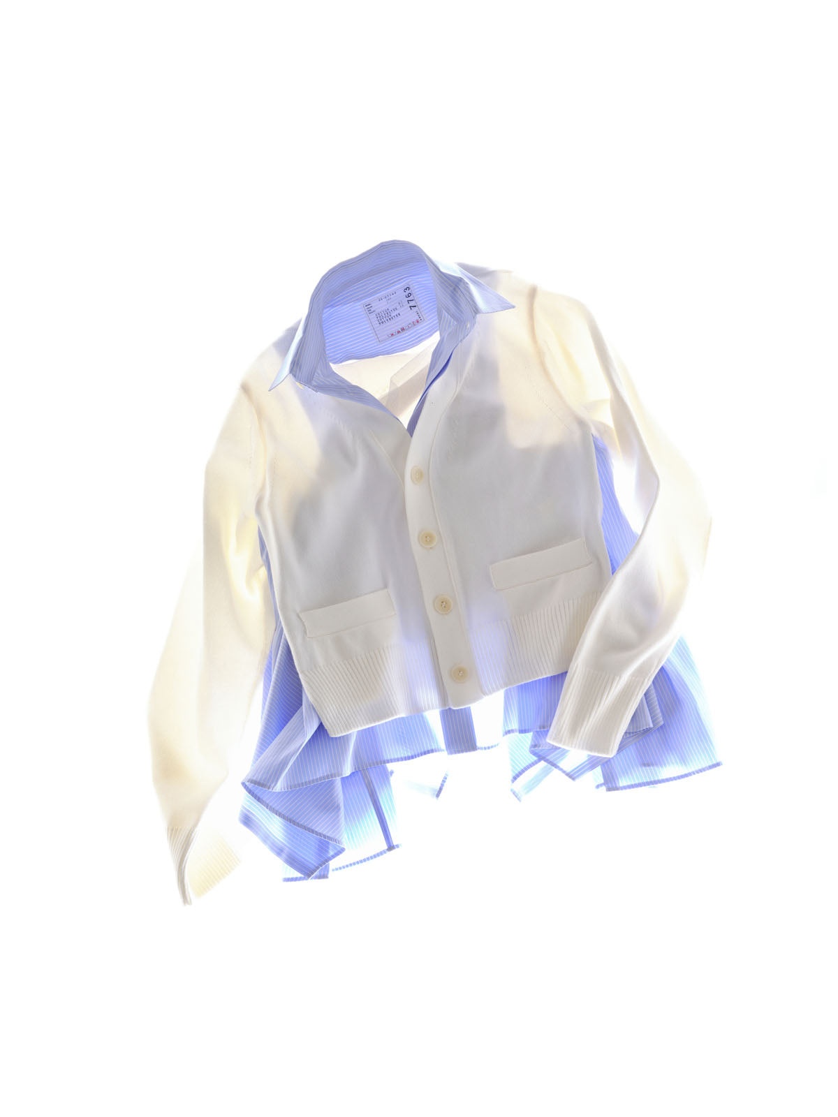 Cotton Poplin x Knit Cardigan - 1