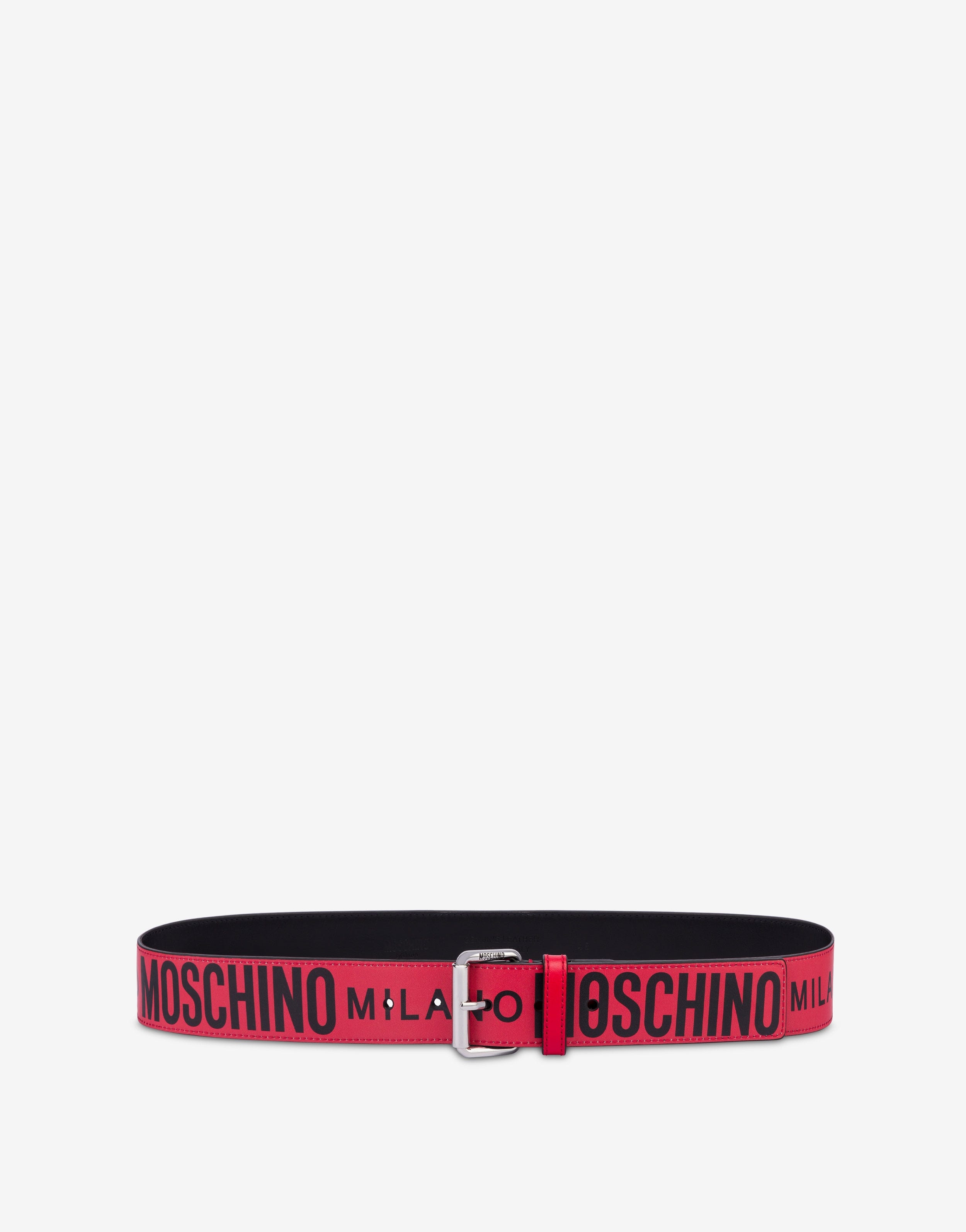 MOSCHINO MILANO LOGO CALFSKIN BELT - 1