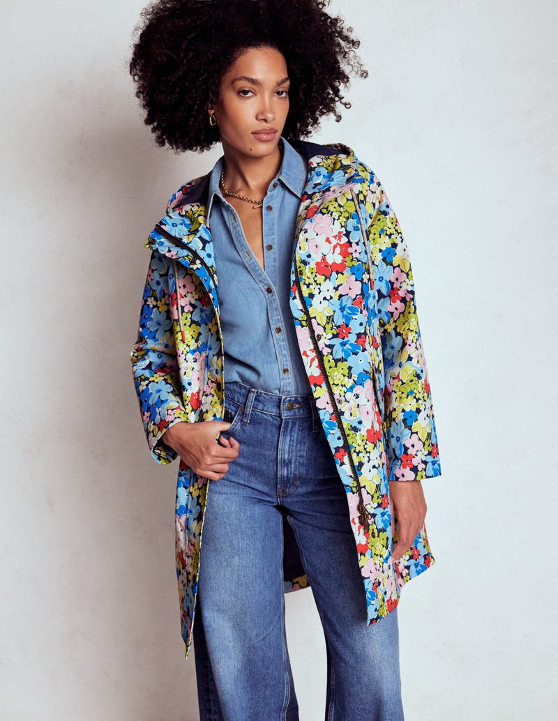 Wells Waterproof Hooded Coat-Multi, Flowerbed Cluster 4