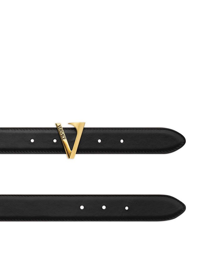 VERSACE V-buckle leather belt outlook