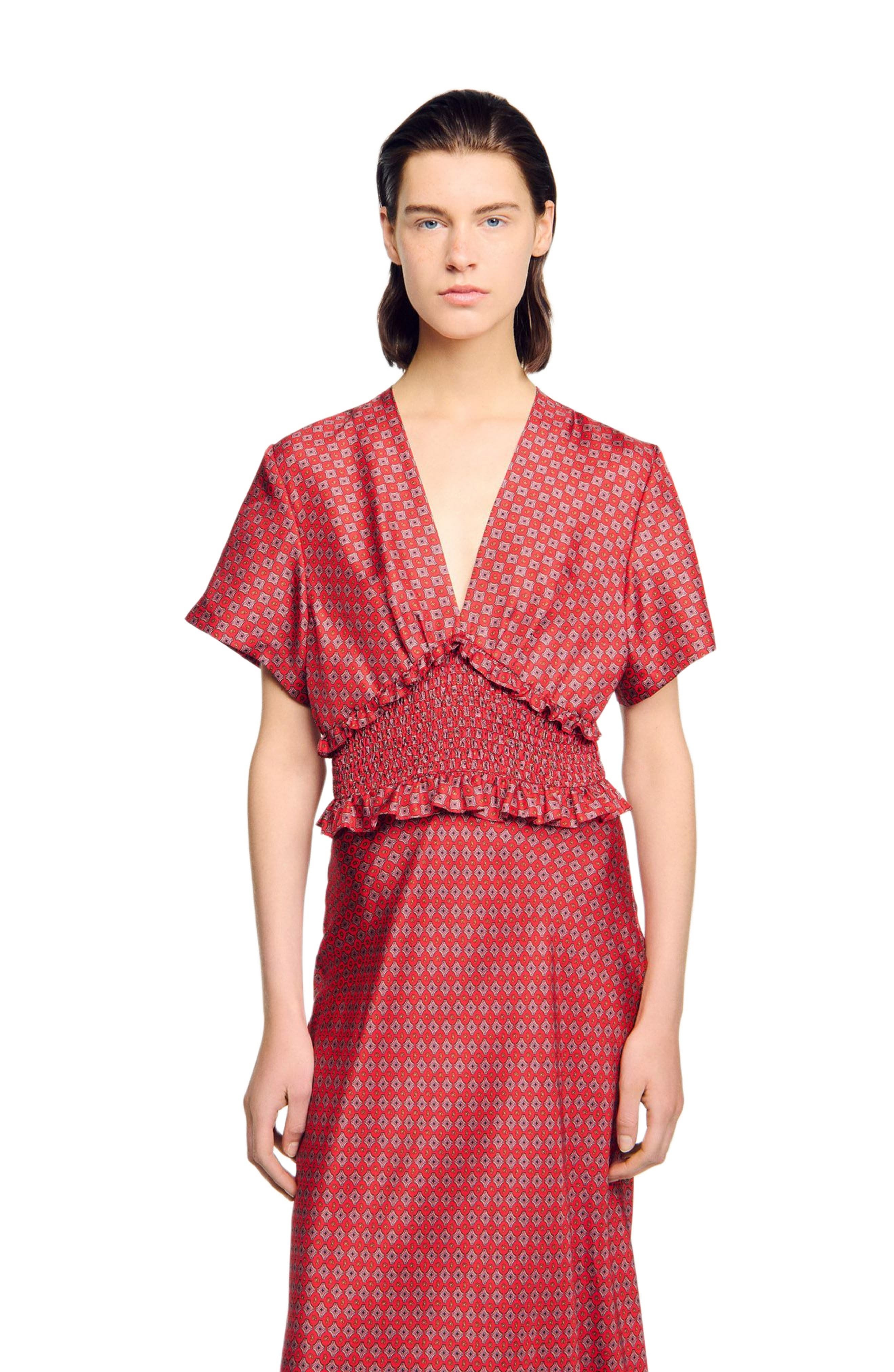 SANDRO Scarf print maxi dress in Red /Pink at Nordstrom - 3