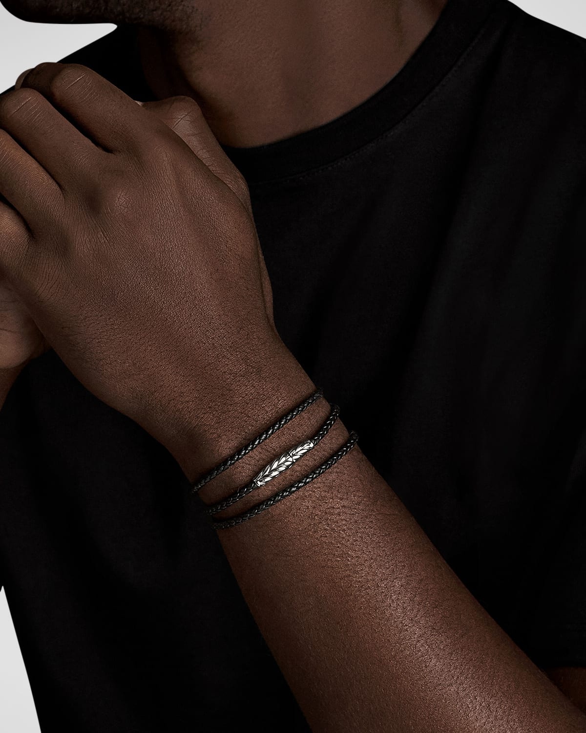 Men's Leather Triple Wrap Bracelet - 2